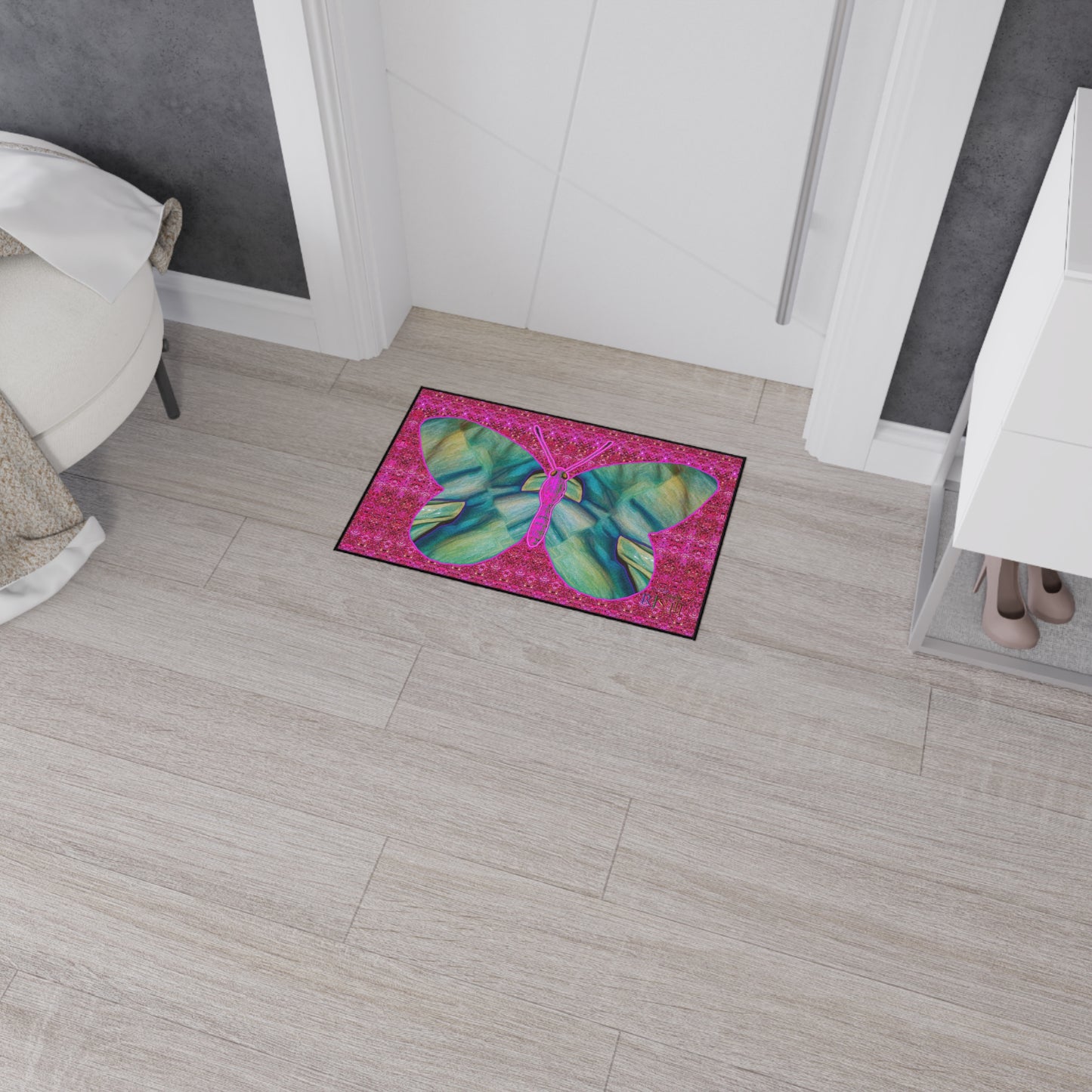 Heavy Duty Floor Mat (Butterfly Glade Denizen & Samhain Dream Thaw 13 & Pink Logo@Alchemic) RJSTH@Fabric#9_12 of 14 RJSTHw2025 RJS