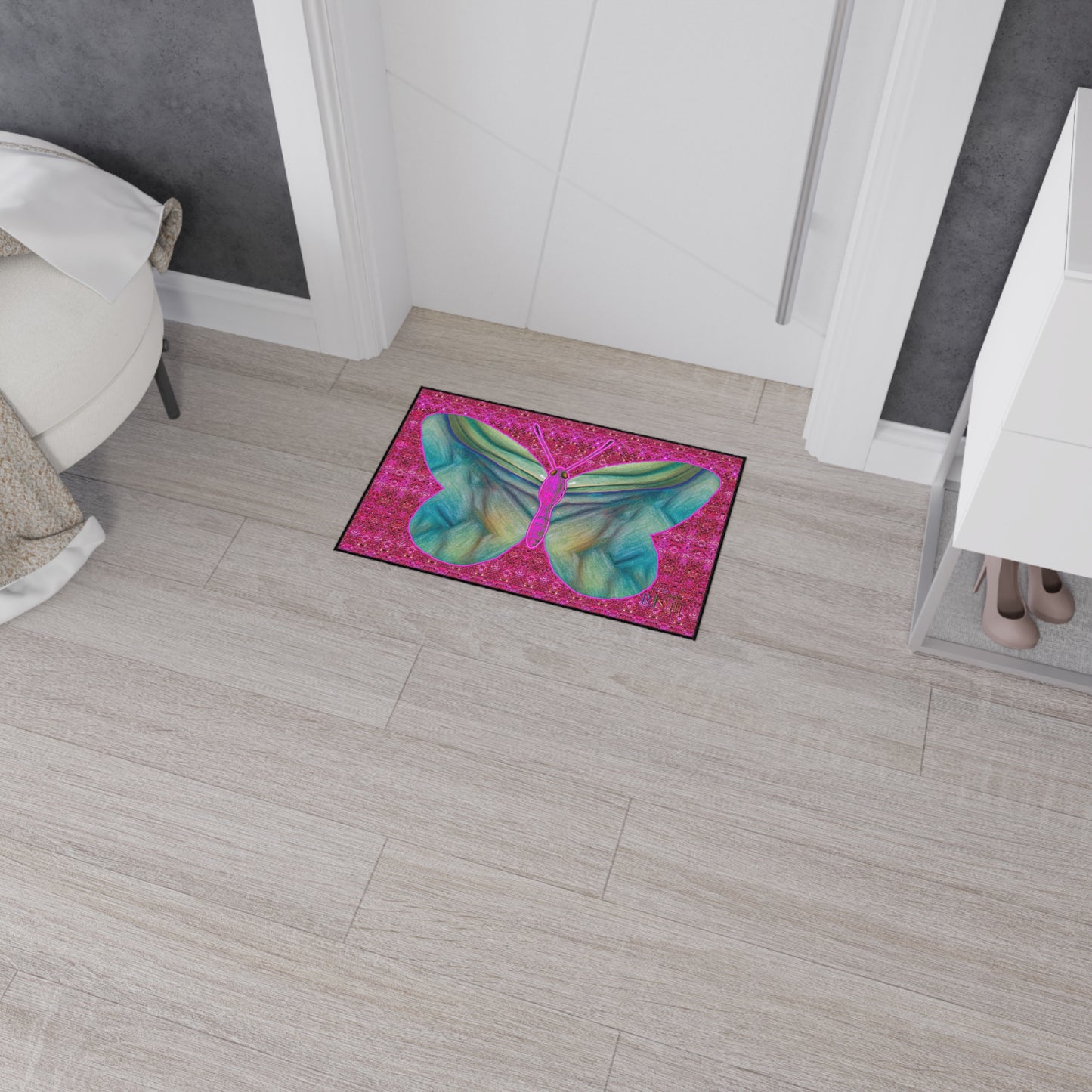 Heavy Duty Floor Mat (Butterfly Glade Denizen & Samhain Dream Thaw 13 & Pink Logo@Alchemic) RJSTH@Fabric#9_11 of 14 RJSTHw2025 RJS