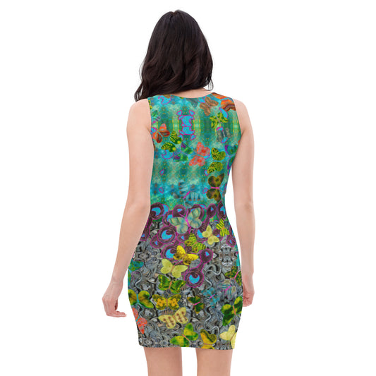 Fitted Sleeveless Bodycon Dress (Her/Muliebris)(Butterfly Glade Shoal Solstice GNHV8.11) RJSTH@Fabric#11 RJSTHw2021 RJS