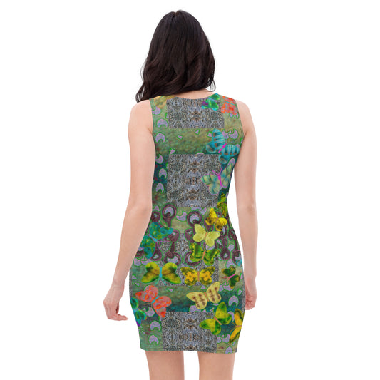 Fitted Sleeveless Bodycon Dress (Her/Muliebris)(Butterfly Glade Shoal Solstice GNHV8.4) RJSTH@Fabric#4 RJSTHw2021 RJS