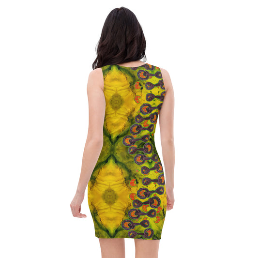 Fitted Sleeveless Bodycon Dress (Her/Muliebris)(Grail Night Rose Lightning Bolt) RJSTH@Fabric#1 RJSTHW2021 RJS