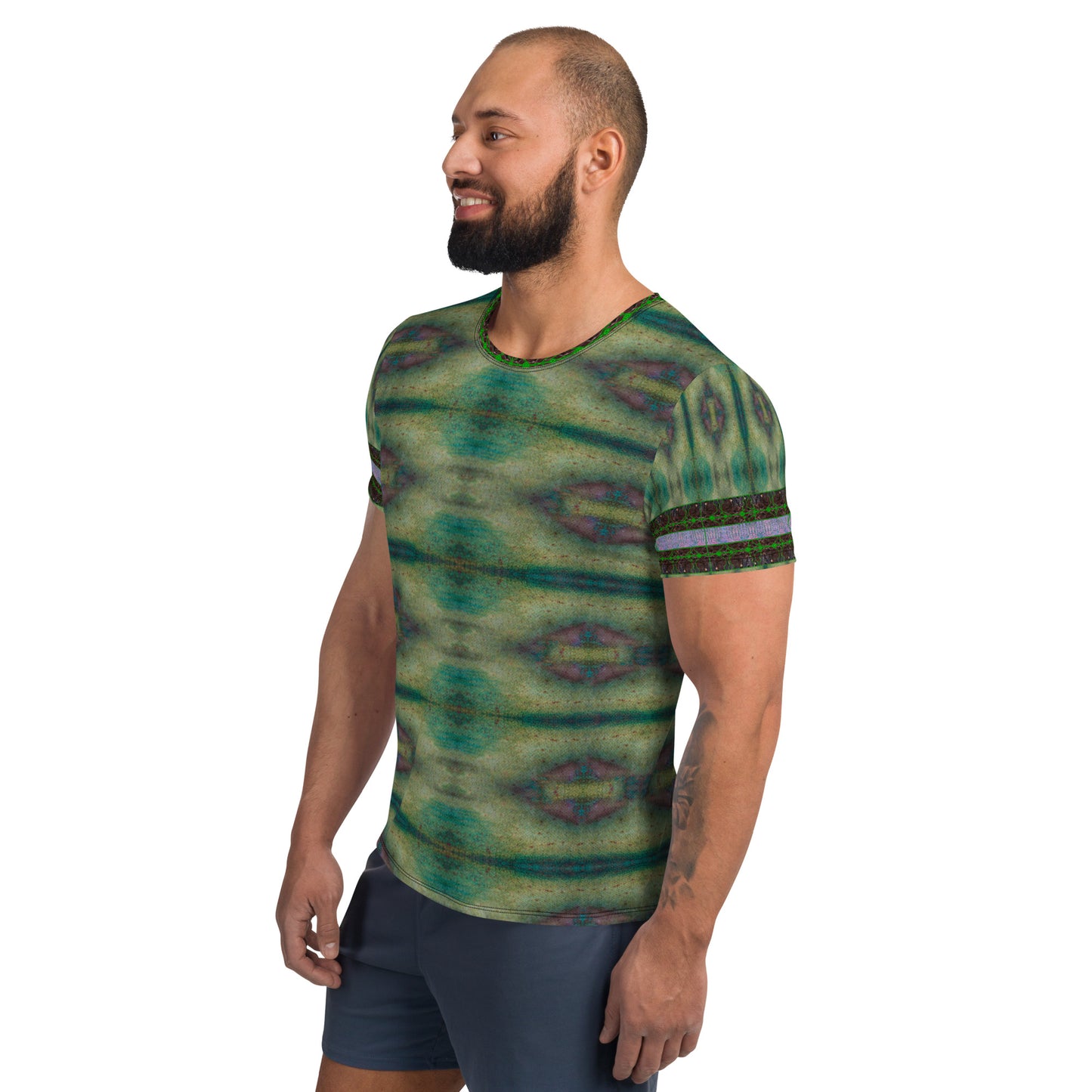 Athletic T-Shirt (His/Virilis)(Tree Link Stripe) RJSTH@Fabric#4 RJSTHS2021 RJS