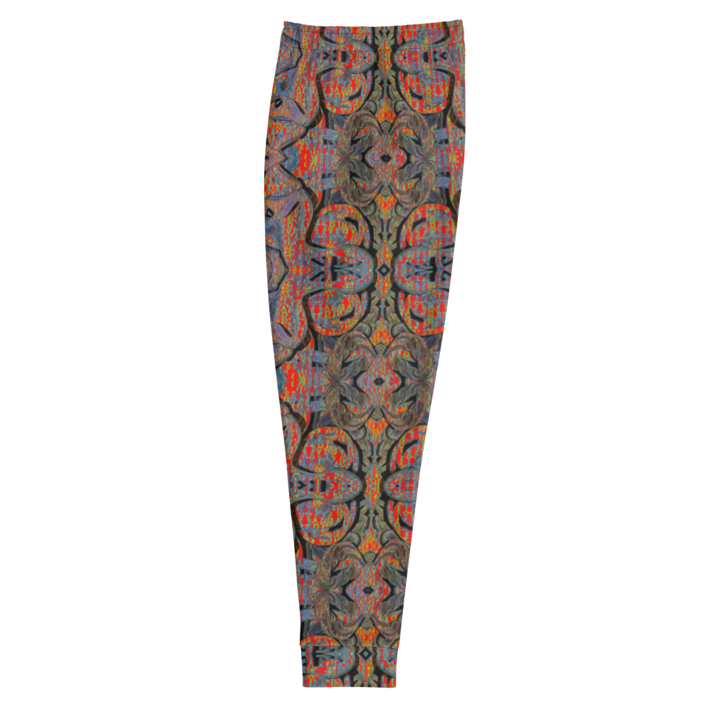 Hand Made, Print on Demand, Apparel & Accessories > Clothing > Activewear, Joggers, Sweatpants, River Jade Smithy, RJS, Travis Huffaker, RJSTH, 70% polyester, 27% cotton, 3% elastane, Slim fit, Cuffed legs, pockets, Elastic waistband, drawstring, GNHV8.2.1, Pure Candy Logo Collection orange, purple, jeweled, copper, side