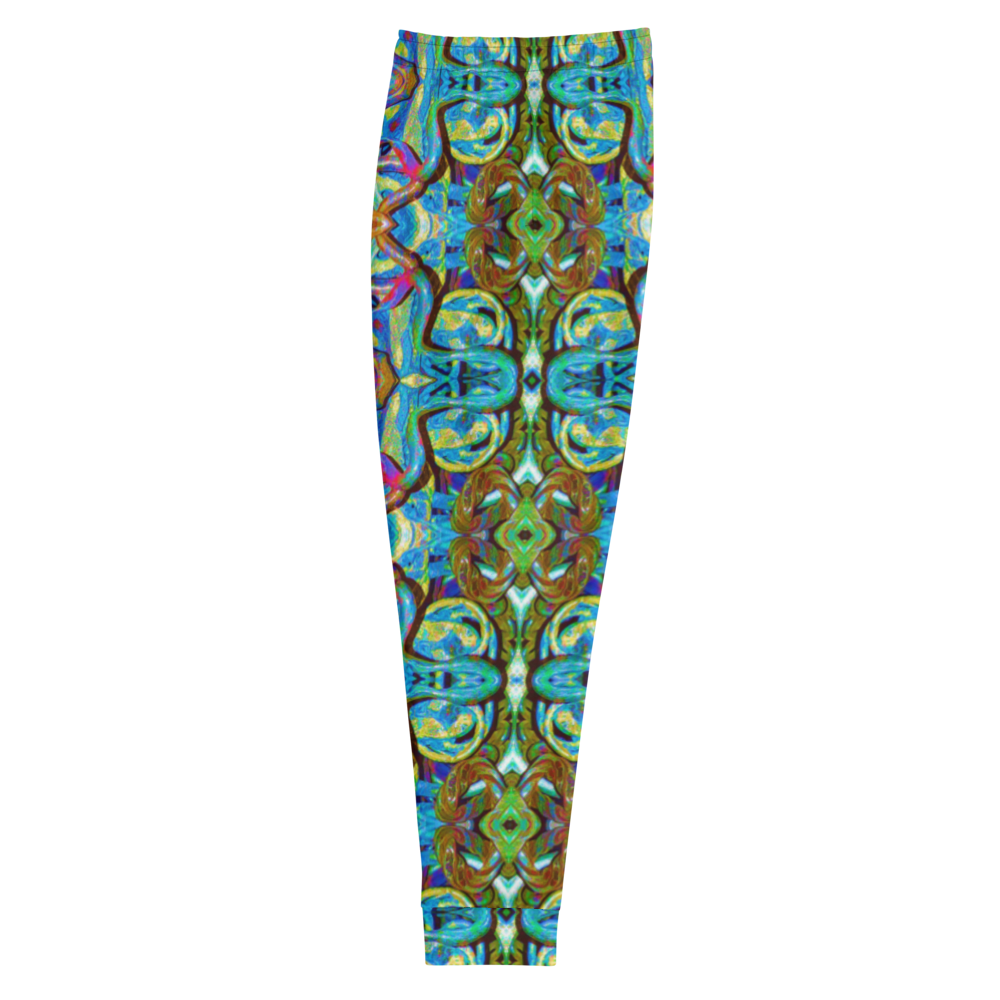 Hand Made, Print on Demand, Apparel & Accessories > Clothing > Activewear, Joggers, Sweatpants, River Jade Smithy, RJS, Travis Huffaker, RJSTH, 70% polyester, 27% cotton, 3% elastane, Slim fit, Cuffed legs, pockets, Elastic waistband, drawstring, Pure Candy Logo Collection Blue, GNHV8.2.1, blue, green, purple, intricate, hammered, jeweled, grail proof, side