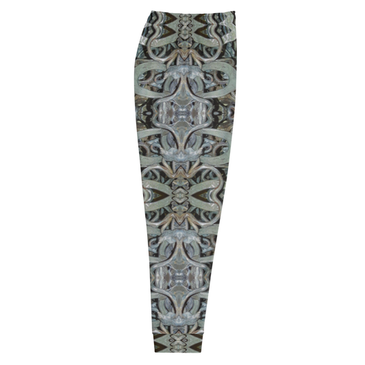 Hand Made, Print on Demand, Apparel & Accessories > Clothing > Activewear, Joggers, Sweatpants, River Jade Smithy, RJS, Travis Huffaker, RJSTH, 70% polyester, 27% cotton, 3% elastane, Slim fit, Cuffed legs, pockets, Elastic waistband, drawstring, Grail Night Hoard Virtus 8, GNHV8.7, intricate, jewel, copper, patina, silver, gray, grail proof, side