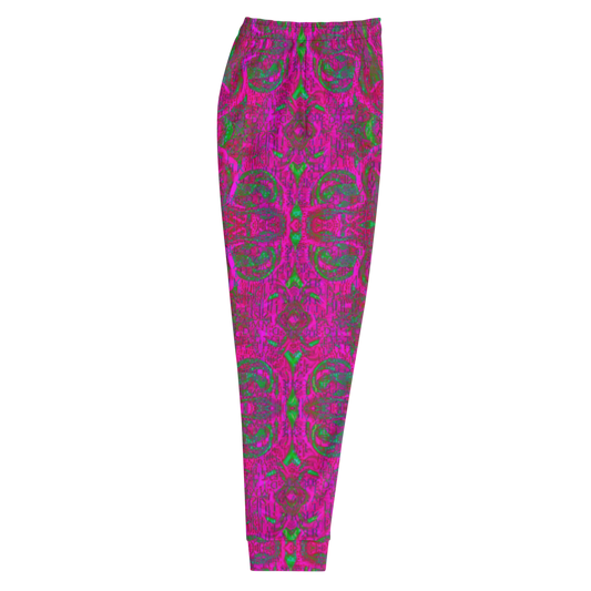 Hand Made, Print on Demand, Apparel & Accessories > Clothing > Activewear, Joggers, Sweatpants, River Jade Smithy, RJS, Travis Huffaker, RJSTH, 70% polyester, 27% cotton, 3% elastane, Slim fit, Cuffed legs, pockets, Elastic waistband, drawstring, Pure Candy Logo Pink, GNHCV8.2.1, intricate, jewelled, hammered, copper, pink, green, lilac, grail proof, side