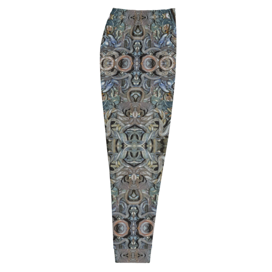 Hand Made, Print on Demand, Apparel & Accessories > Clothing > Activewear, Joggers, Sweatpants, River Jade Smithy, RJS, Travis Huffaker, RJSTH, 70% polyester, 27% cotton, 3% elastane, Slim fit, Cuffed legs, pockets, Elastic waistband, drawstring, Grail Night Hoard Virtus 8, GNHV8.8, intricate, jeweled, hammered, copper, patina, gray, green, silver, grail proof, side