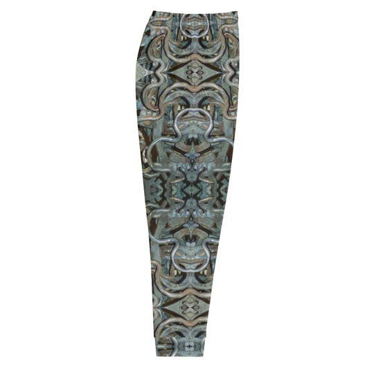 Hand Made, Print on Demand, Apparel & Accessories > Clothing > Activewear, Joggers, Sweatpants, River Jade Smithy, RJS, Travis Huffaker, RJSTH, 70% polyester, 27% cotton, 3% elastane, Slim fit, Cuffed legs, pockets, Elastic waistband, drawstring, Grail Night Hoard Virtus 8, GNHV8.10, intricate, hammered, copper, patina, silver, gray, grail proof, side