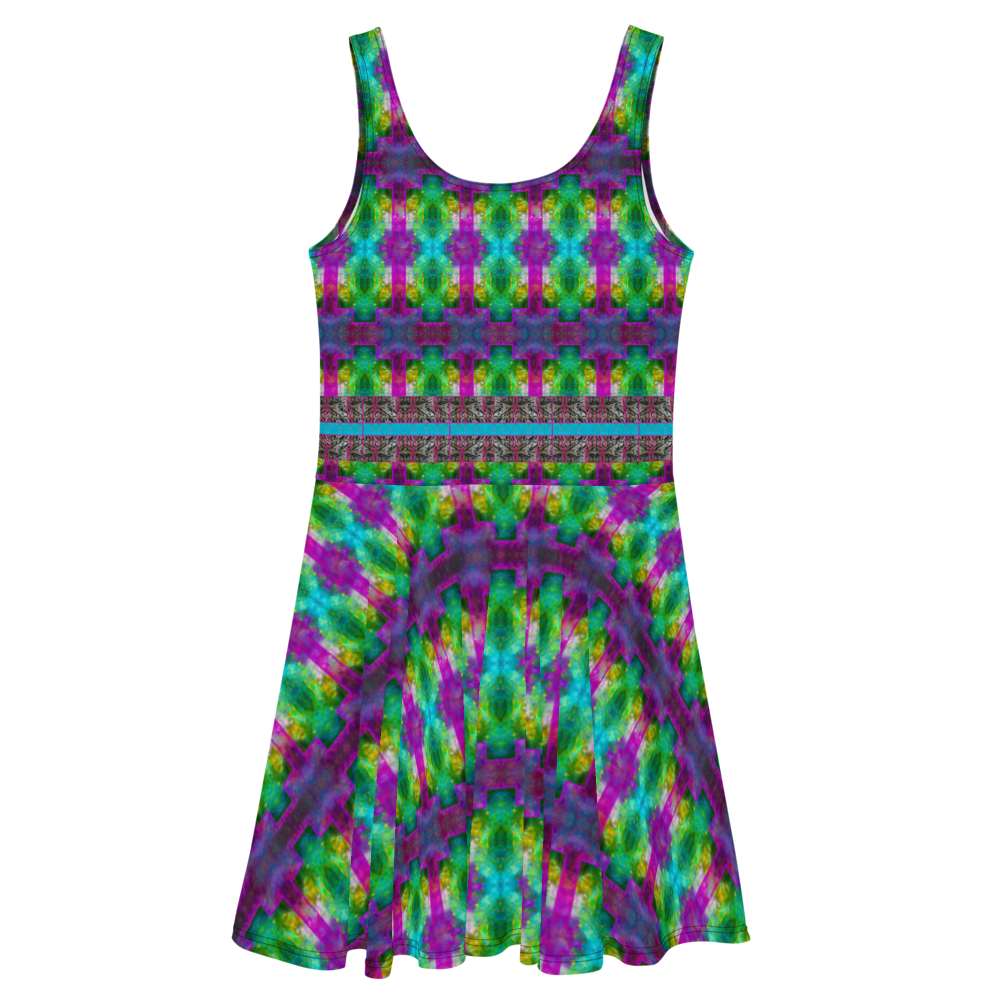 Fitted Skater Dress (Her/Muliebris)(Tree Link Stripe) RJSTH@Fabric#11 RJSTHS2021 RJS