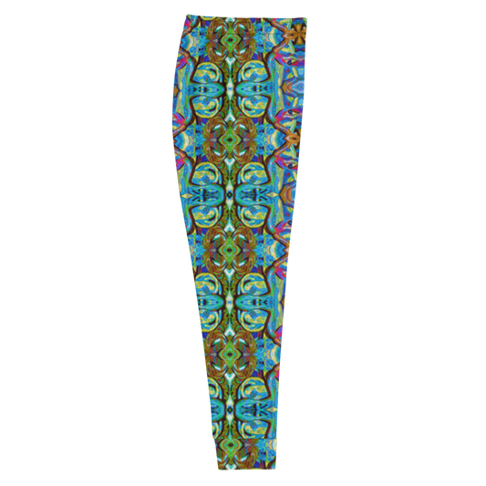 Hand Made, Print on Demand, Apparel & Accessories > Clothing > Activewear, Joggers, Sweatpants, River Jade Smithy, RJS, Travis Huffaker, RJSTH, 70% polyester, 27% cotton, 3% elastane, Slim fit, Cuffed legs, pockets, Elastic waistband, drawstring, Pure Candy Logo Collection Blue, GNHV8.2.1, blue, green, purple, intricate, hammered, jeweled, grail proof, side