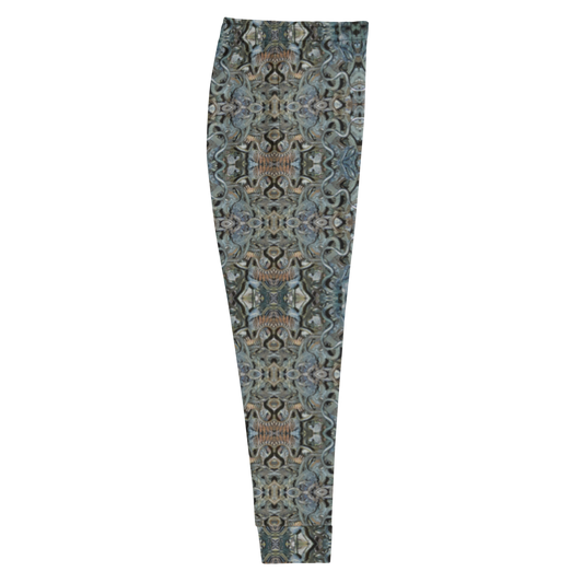 Hand Made, Print on Demand, Apparel & Accessories > Clothing > Activewear, Joggers, Sweatpants, River Jade Smithy, RJS, Travis Huffaker, RJSTH, 70% polyester, 27% cotton, 3% elastane, Slim fit, Cuffed legs, pockets, Elastic waistband, drawstring, Grail Night Hoard Virtus 8, GNHV8.11, intricate, jeweled, copper patina, silver, gray, grail proof, side