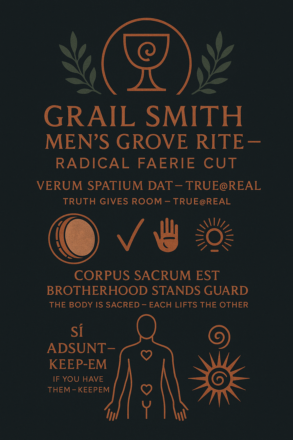 “Grail Smith Men’s Grove Rite — Radical Faerie Cut | River Jade Smithy” “Ritus Luci Virorum Fabri Graalis — Sectio Vestis Faerica Radicalis | River Jade Smithy”