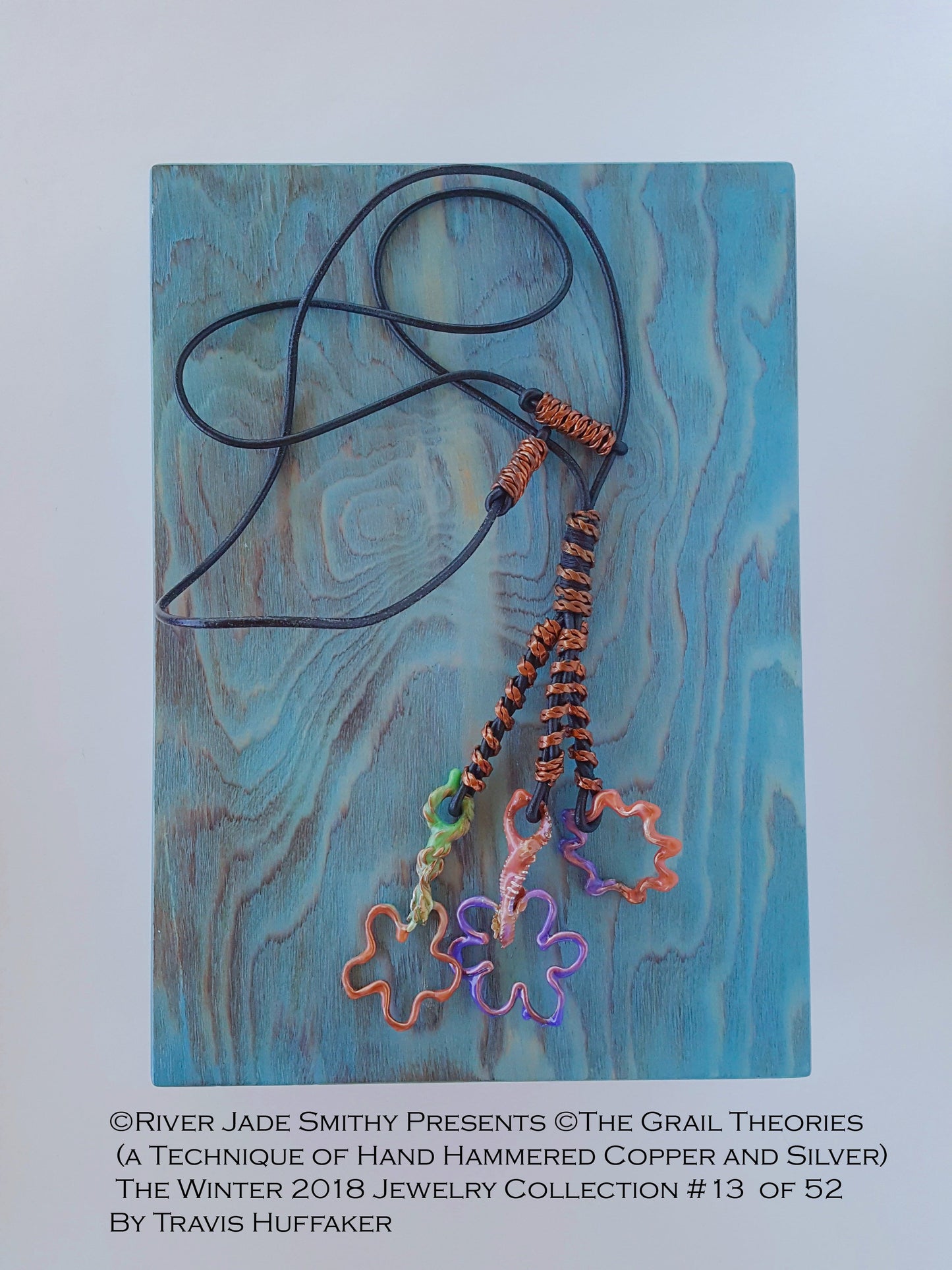 #13  of 52 ©The Grail Theories  (a Technique of Hand Hammered Copper and Silver) River Jade Smithy