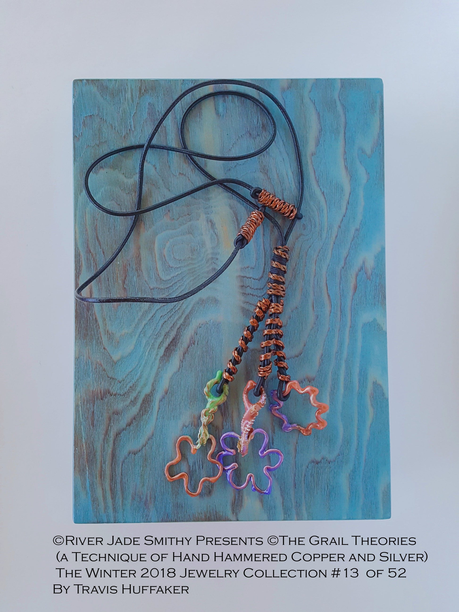 #13  of 52 ©The Grail Theories  (a Technique of Hand Hammered Copper and Silver) River Jade Smithy