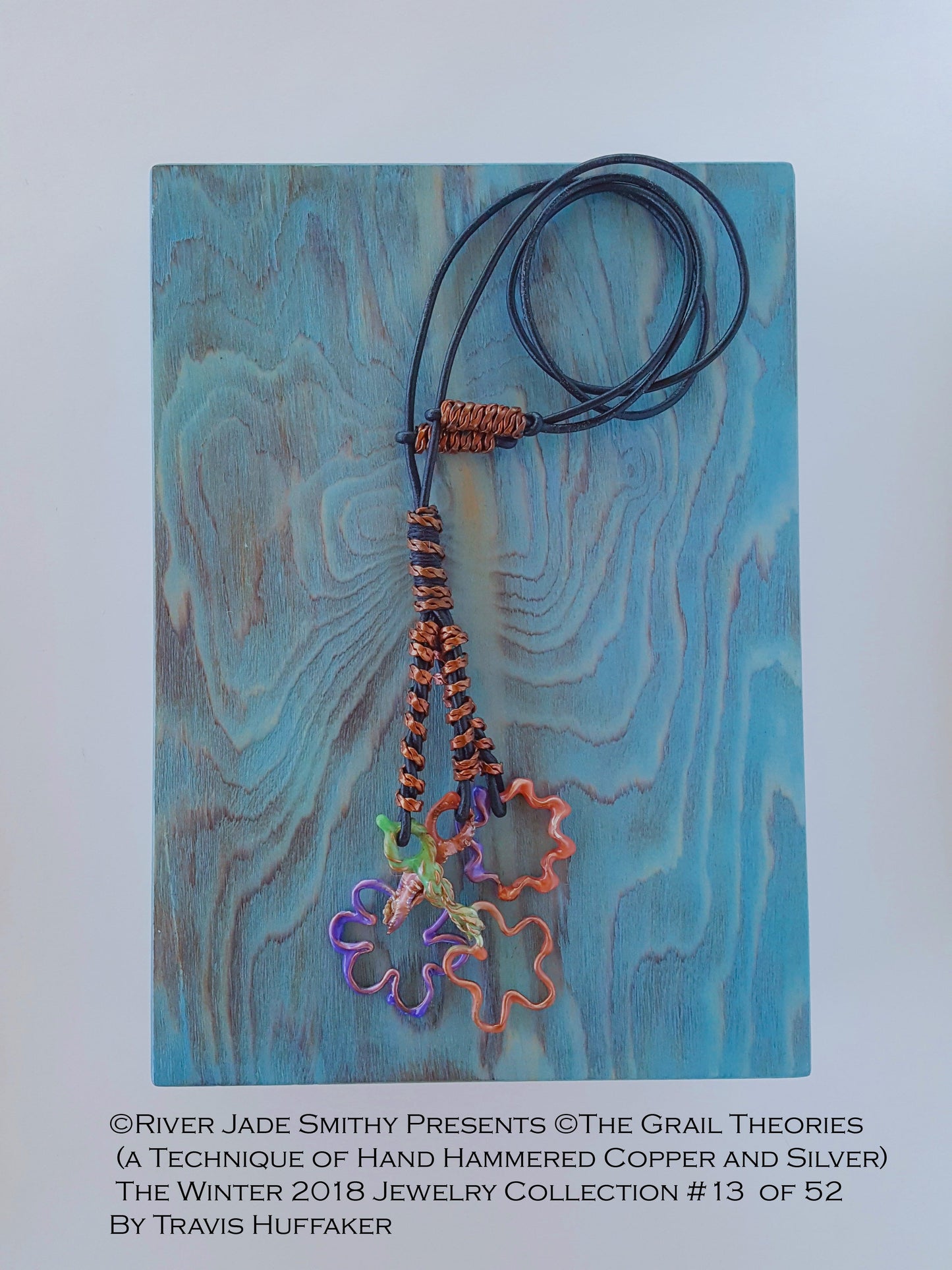 #13  of 52 ©The Grail Theories  (a Technique of Hand Hammered Copper and Silver) River Jade Smithy