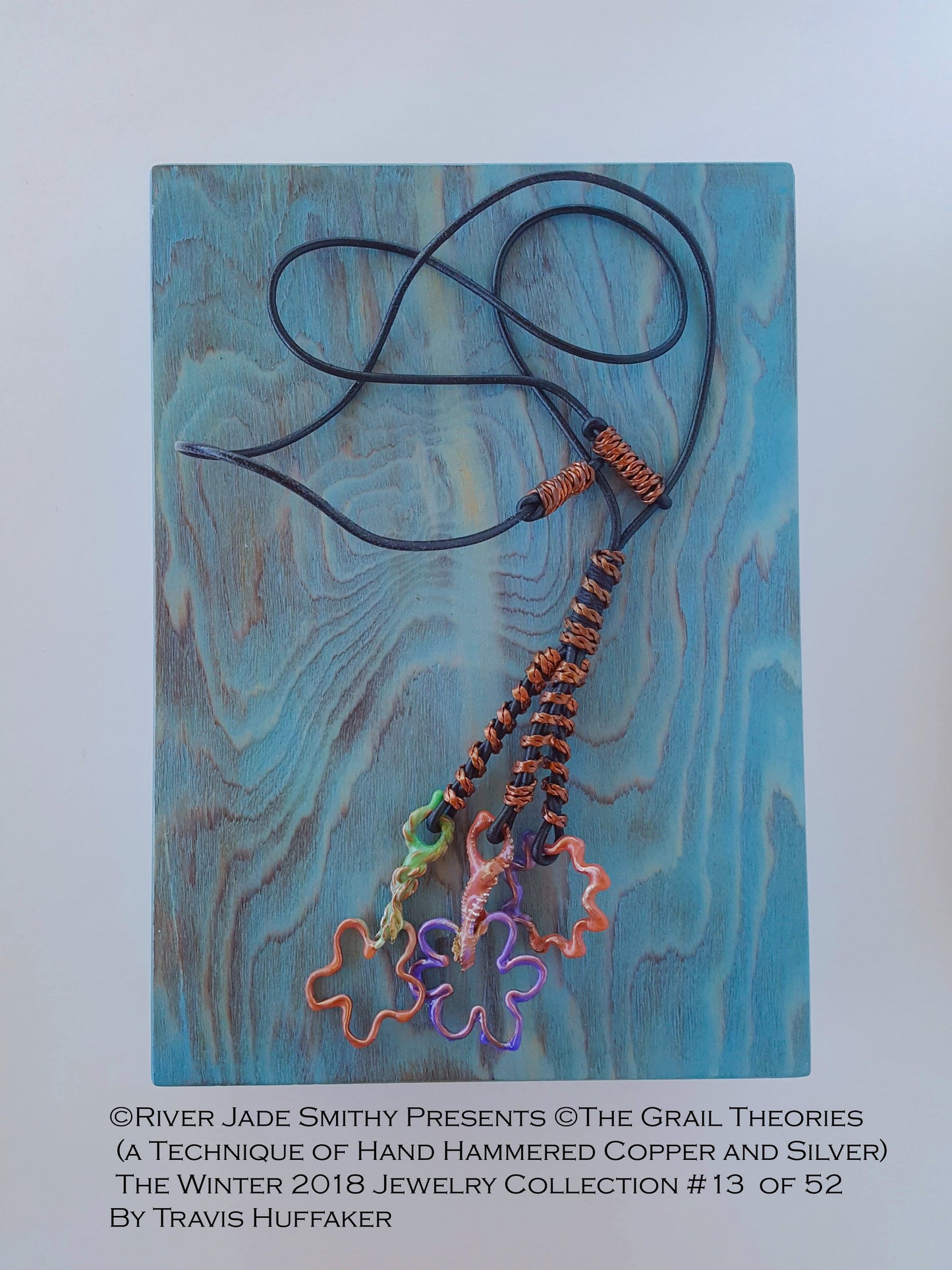#13  of 52 ©The Grail Theories  (a Technique of Hand Hammered Copper and Silver) River Jade Smithy