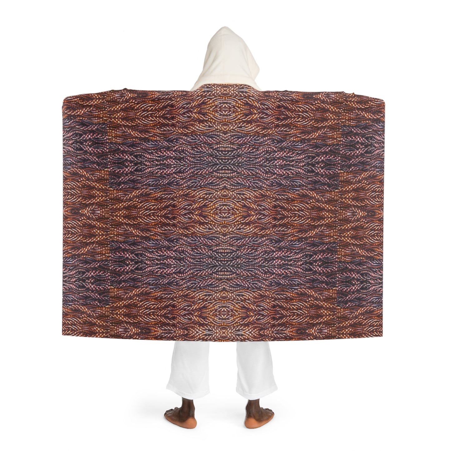 Cream Hooded Sherpa Fleece Blanket (Grail Hearth Core Copper Fabric) RJSTHw2023 RJS