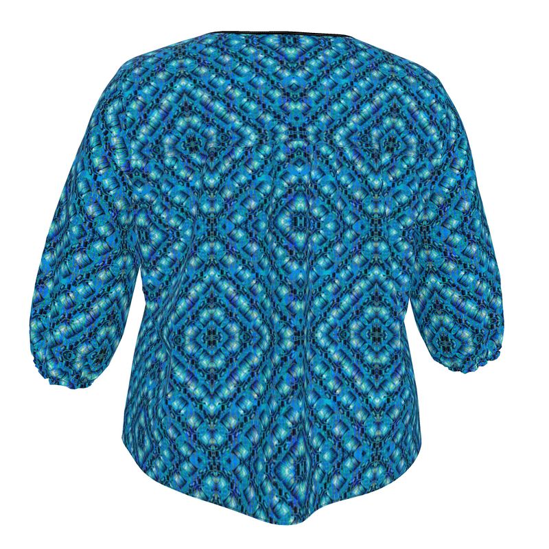 Blouse (Sugar Stick Twirl (Elder Gift) Cuffs & Blue Logo@Alchemic River Jade Smithy