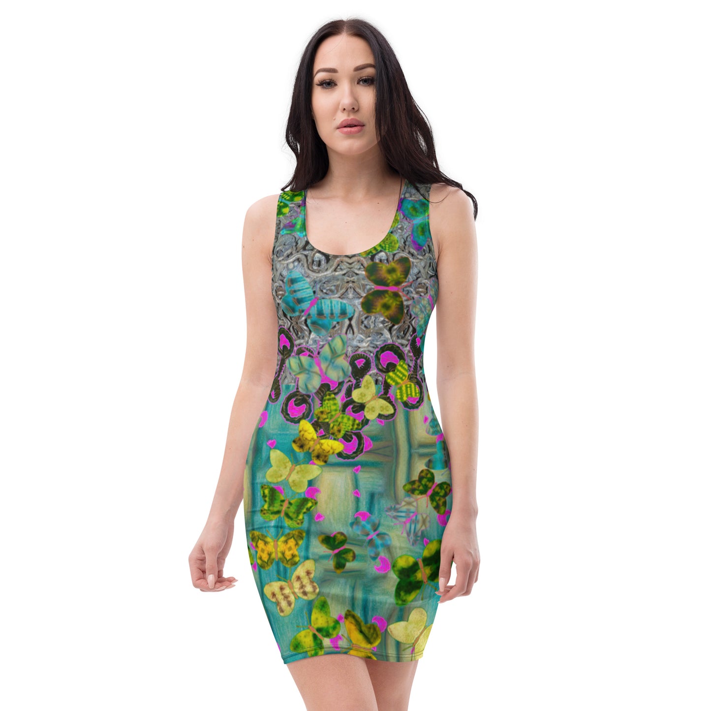 Fitted Sleeveless Bodycon Dress (Her/Muliebris)(Butterfly Glade Shoal Solstice GNHV8.9) RJSTH@Fabric#9 RJSTHw2021 RJS