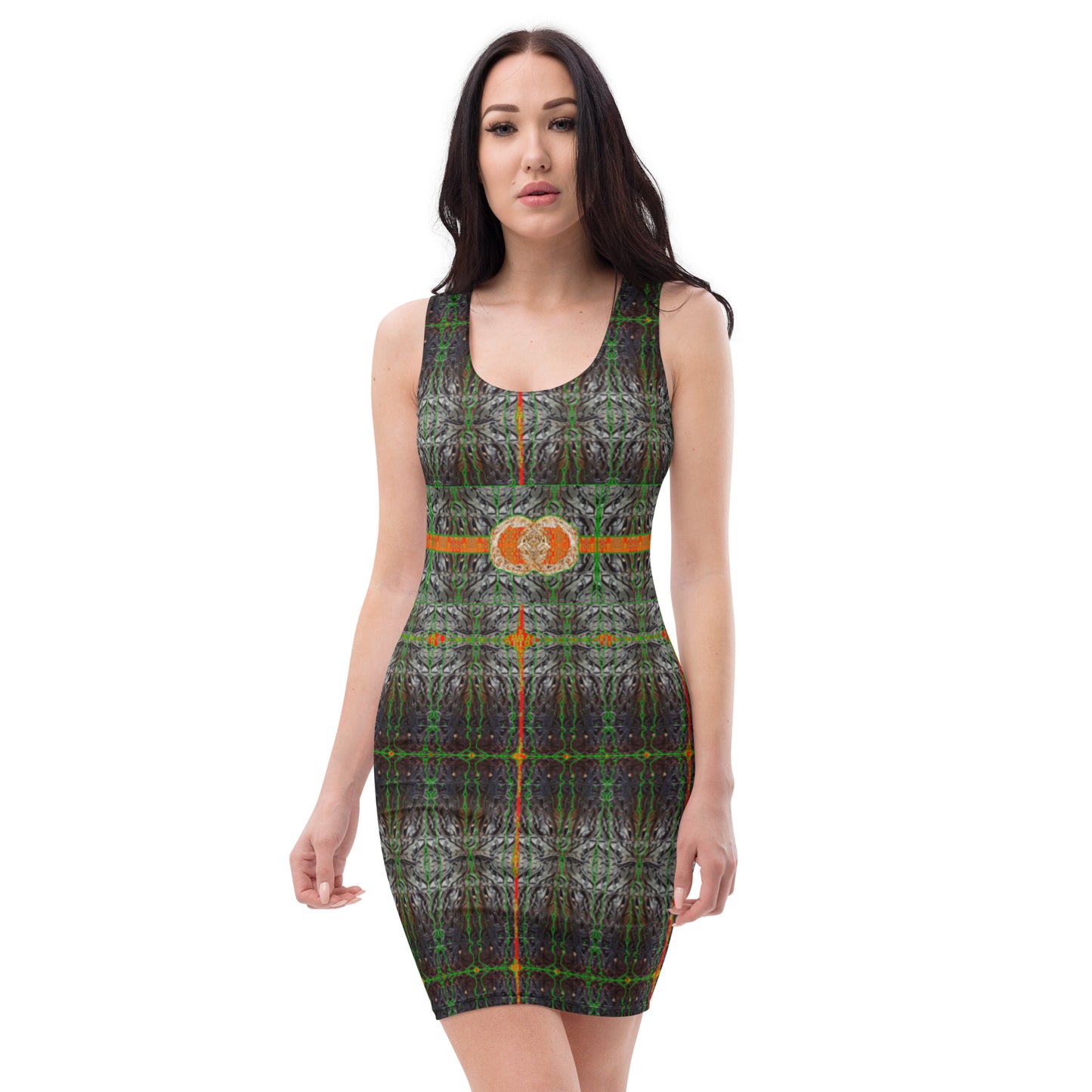 Fitted Sleeveless Bodycon Dress (Her/Muliebris)(Rind#3 Ouroboros Butterfly Belt Tree Link) RJSTH@Fabric#3  RJSTHW2021 RJS