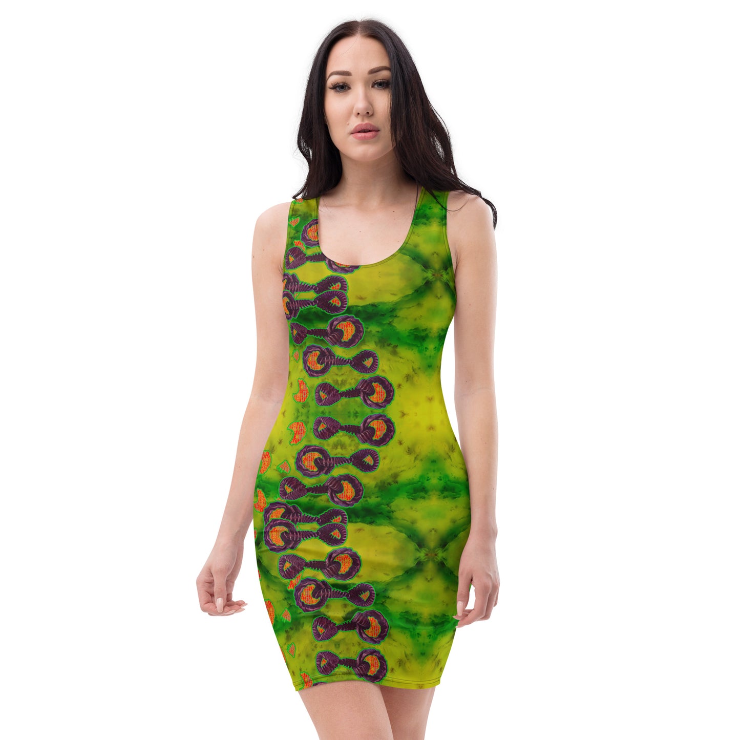 Fitted Sleeveless Bodycon Dress (Her/Muliebris)(Grail Night Rose Lightning Bolt) RJSTH@Fabric#3 RJSTHW2021 RJS