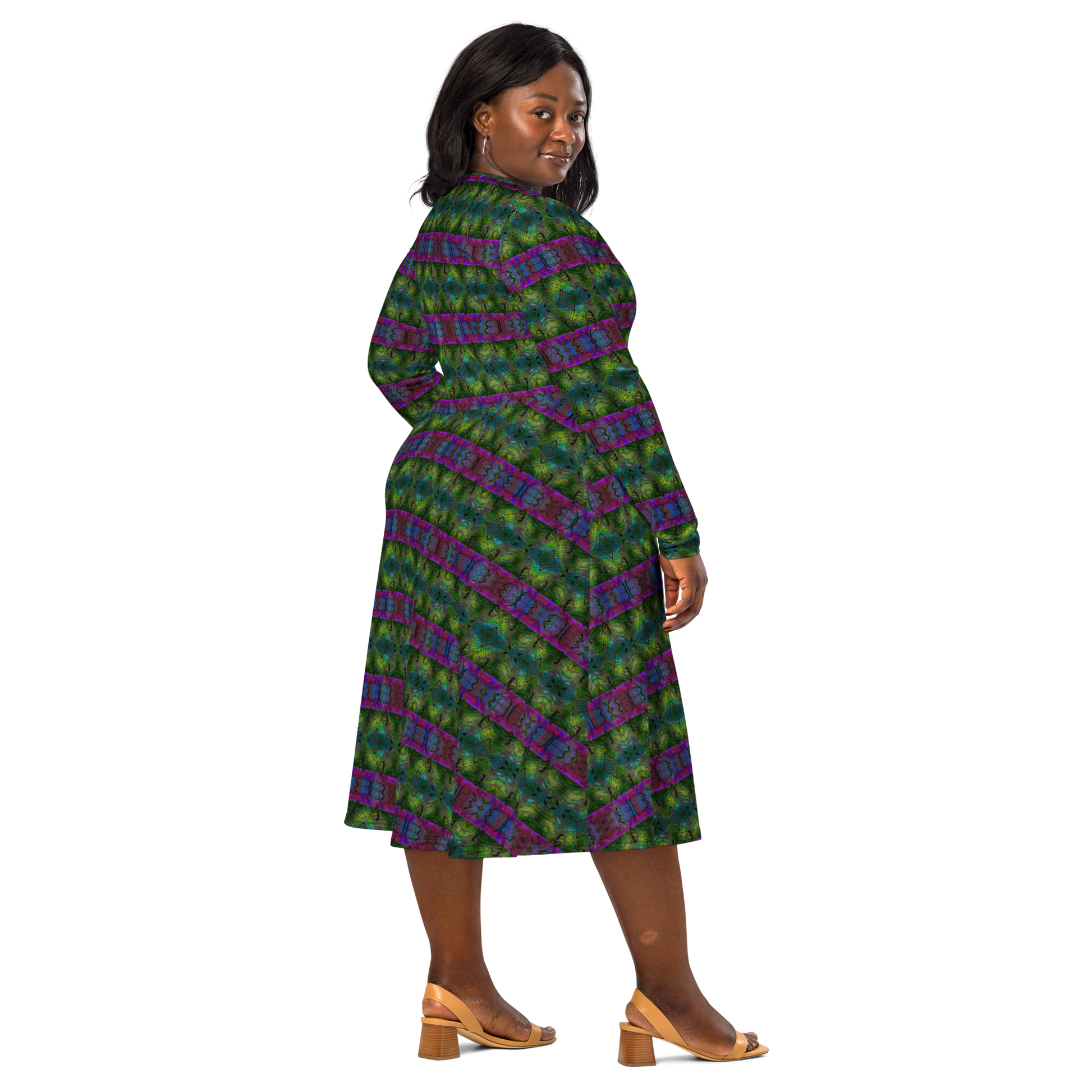Women's Long Sleeve Midi Dress - Artist Print | Sustainable Fashion River Jade Smithy Women's Long Sleeve Midi Dress - Artist Print | Sustainable Fashion River Jade Smithy