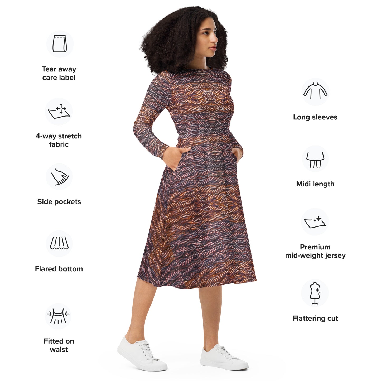 Long Sleeve Midi Dress (Her/They) (Grail Hearth Core Copper Fabric) RJSTHw2023 RJS
