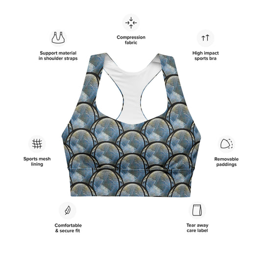 Longline Sports Bra (Her/Muliebris)(Opal Skies Cantus Primus "Lūminōsitās") RJSTHs2024 RJS