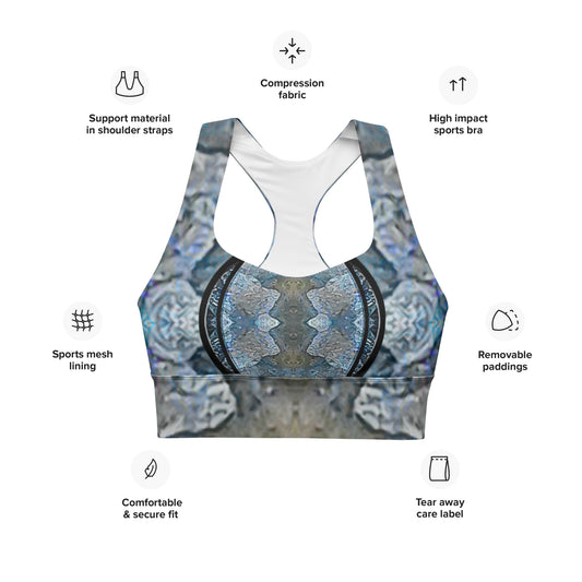 Longline Sports Bra (Her/Muliebris)(Opal Skies Cantus Primus "Lūminōsitās") RJSTHs2024 RJS