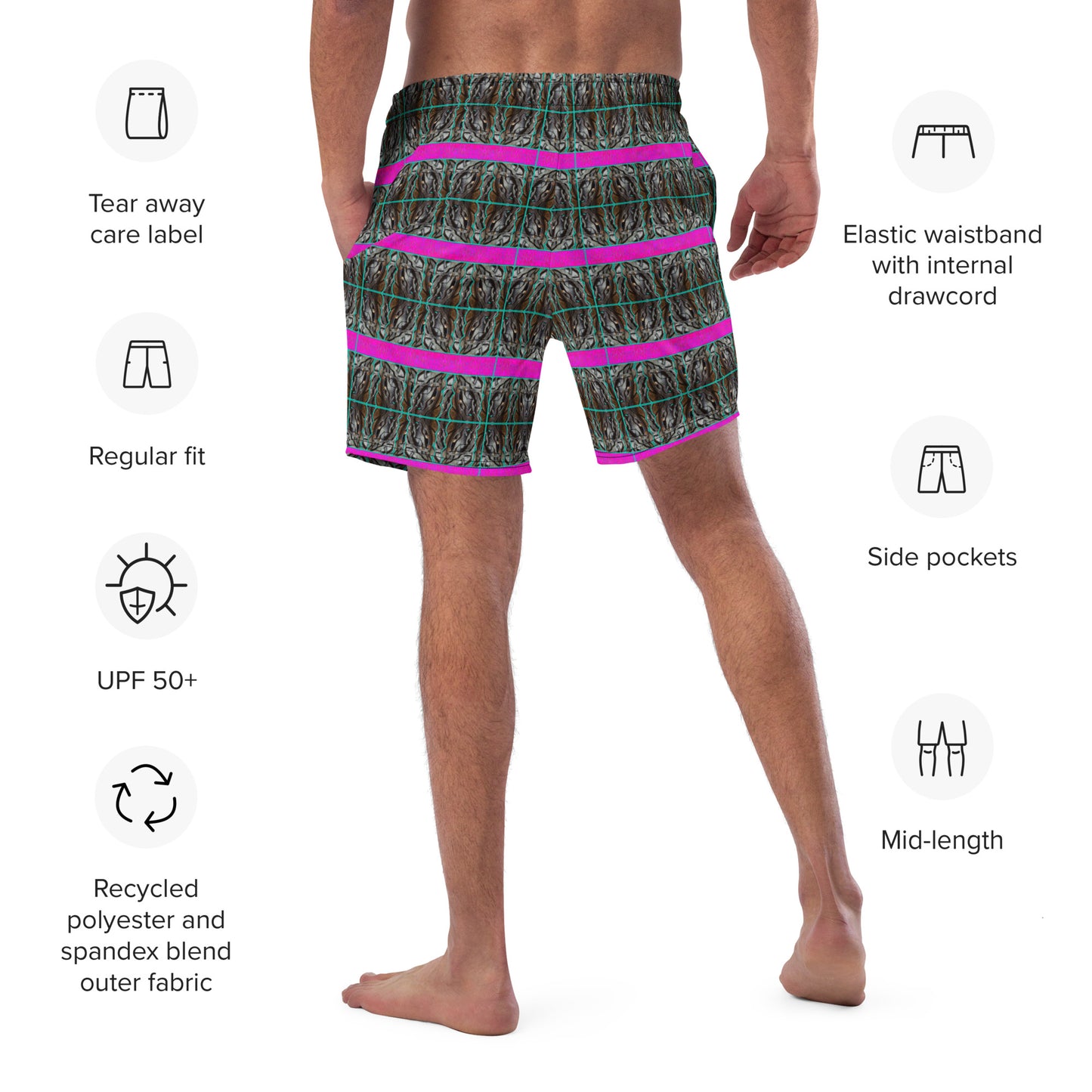 Swim Trunks (Virilis)(Tree Link Pink Logo Stripe) RJSTH@Fabric#8 RJSTHS2023 RJS