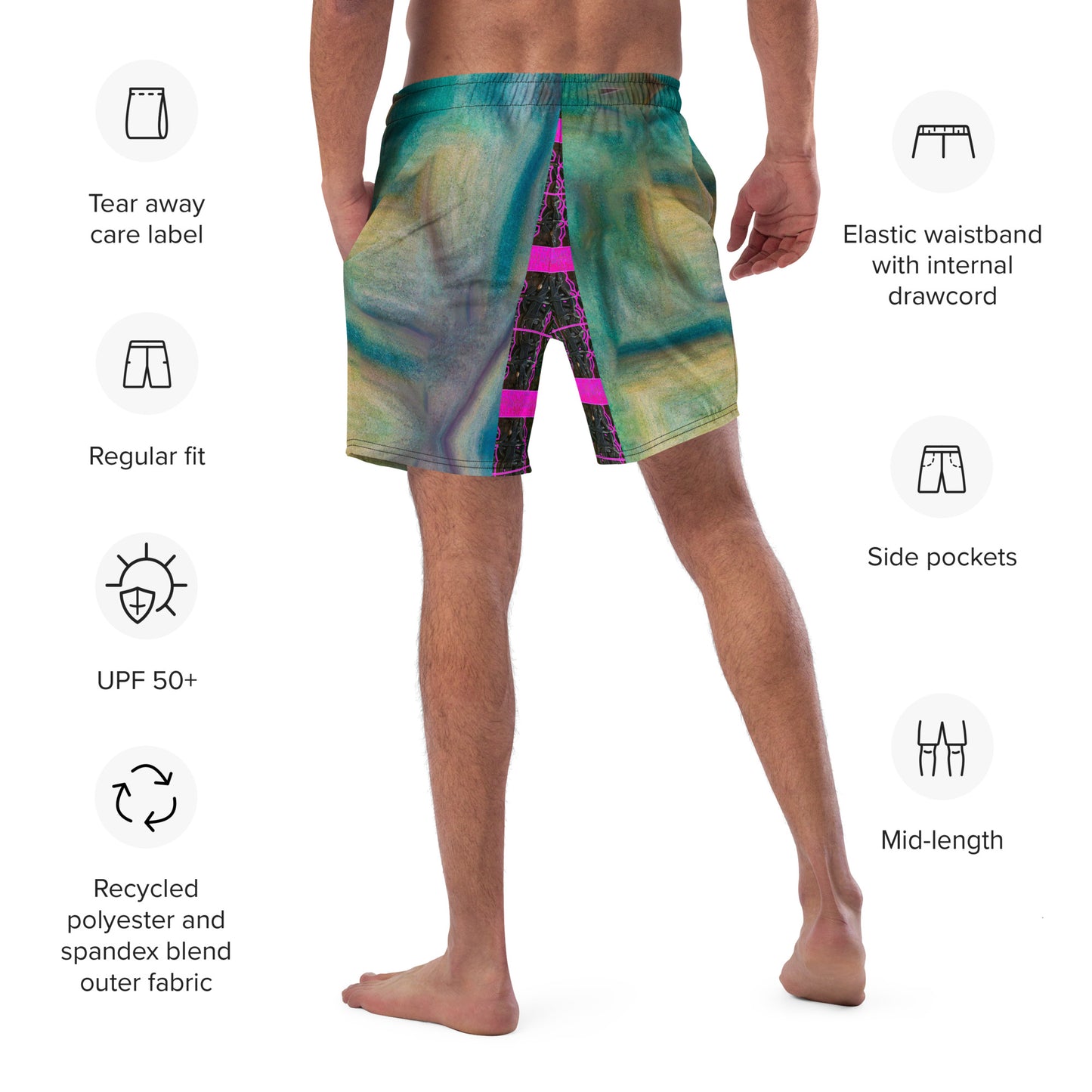 Swim Trunks (His/They)(Tree Link Stripe Pink Logo) RJSTH@Fabric#9 RJSTHS2023 RJS