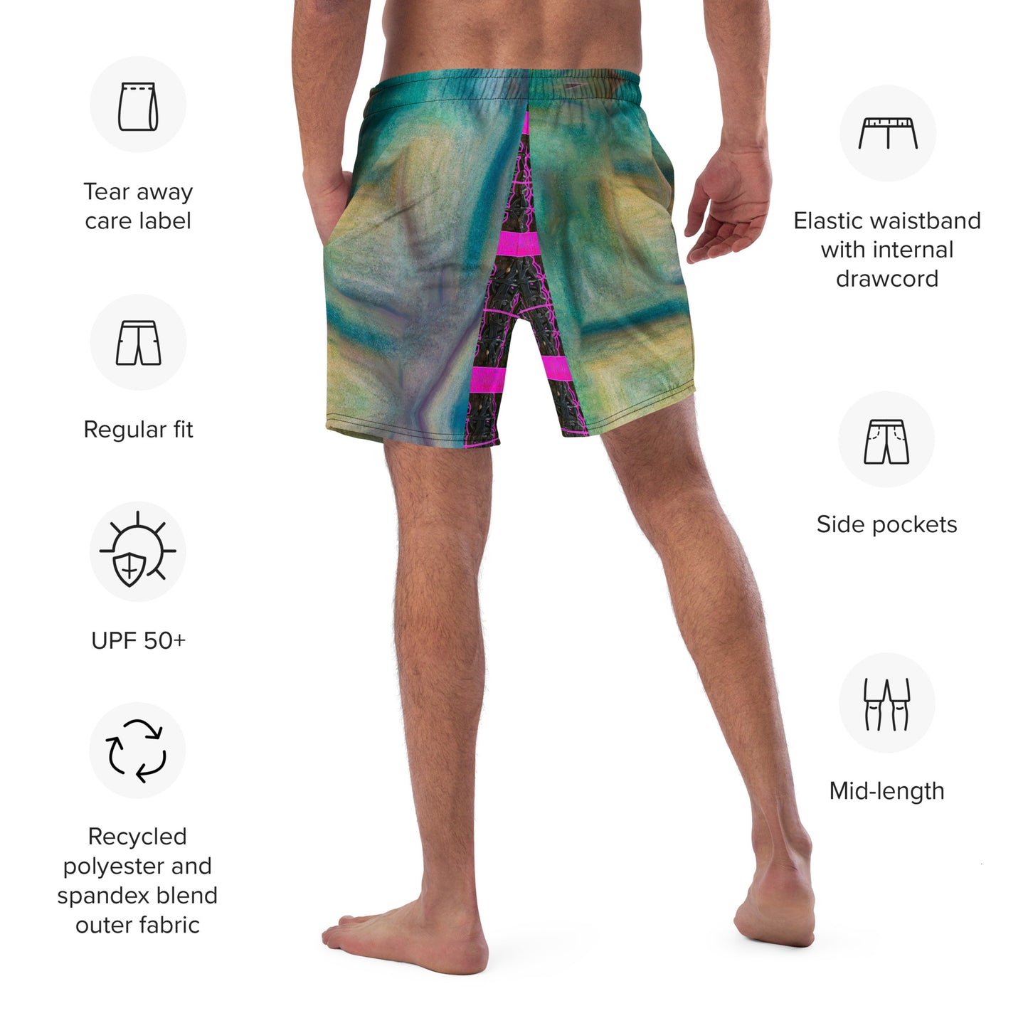 Swim Trunks (Virilis)(Tree Link Stripe Pink Logo) RJSTH@Fabric#9 RJSTHS2023 RJS