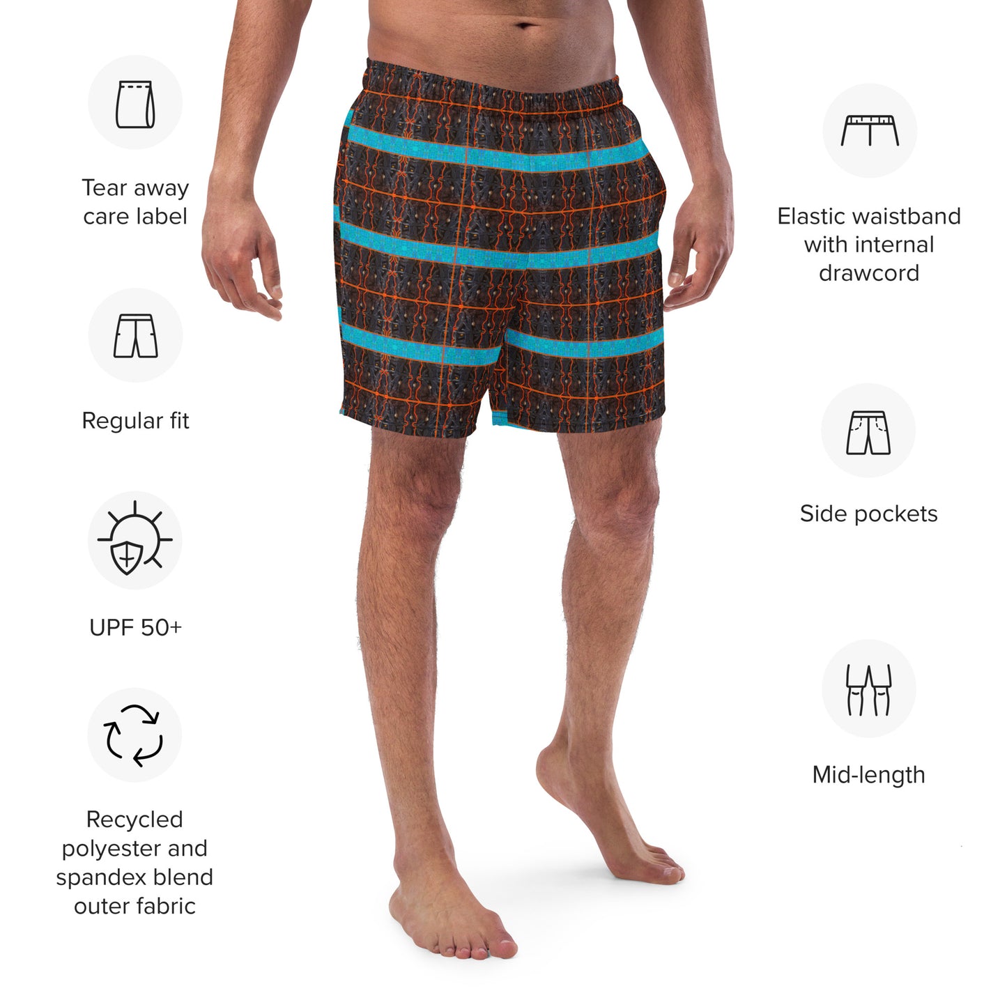 Swim Trunks (Virilis)(Tree Link Blue Logo Stripe) RJSTH@Fabric#12 RJSTHS2023 RJS