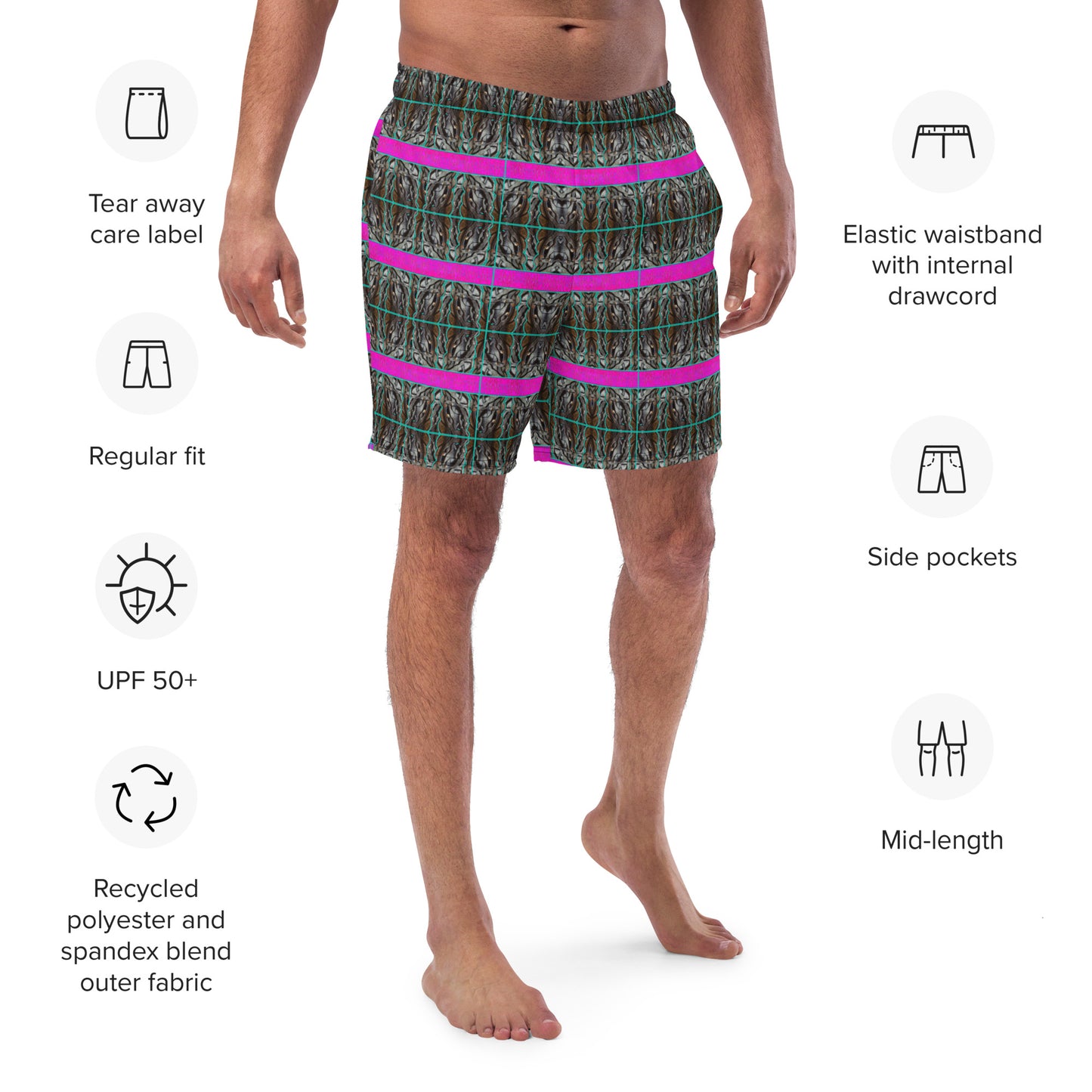 Swim Trunks (Virilis)(Tree Link Pink Logo Stripe) RJSTH@Fabric#8 RJSTHS2023 RJS