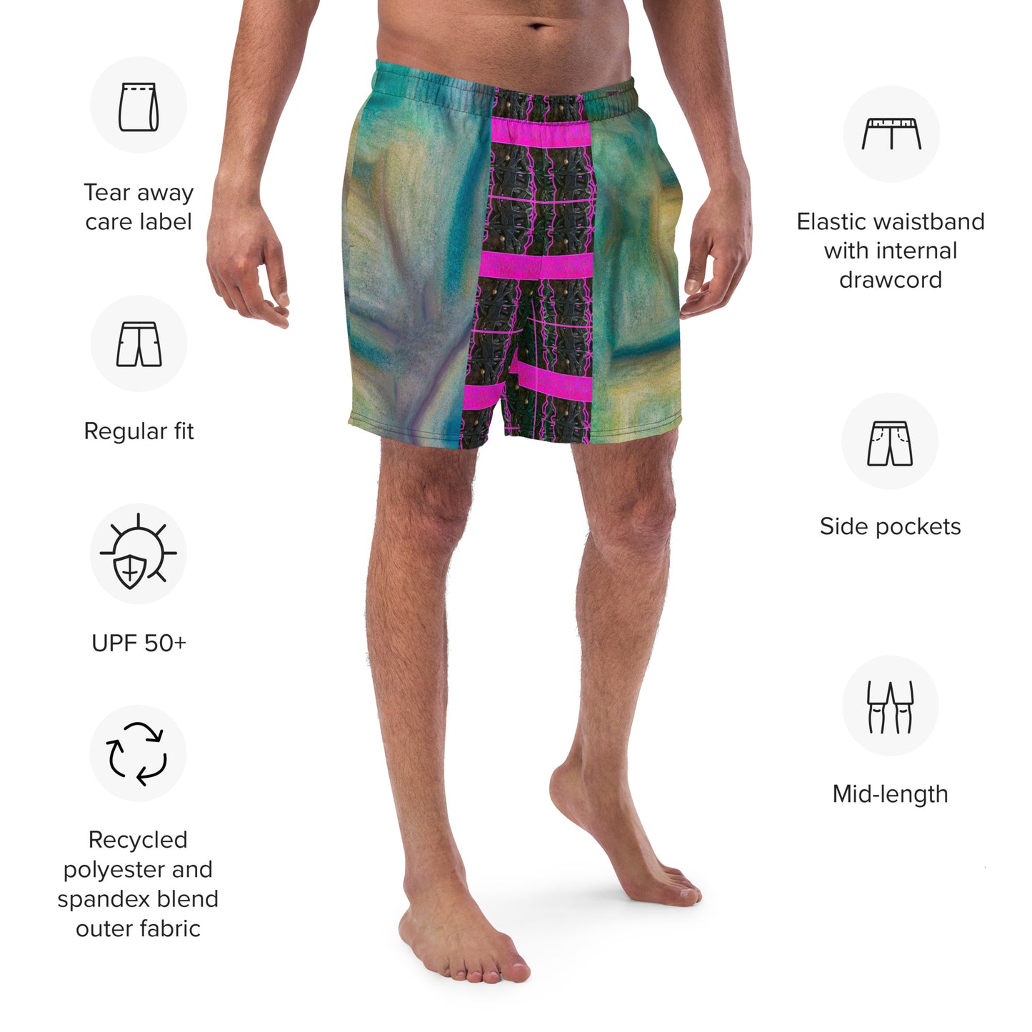 Swim Trunks (Virilis)(Tree Link Stripe Pink Logo) RJSTH@Fabric#9 RJSTHS2023 RJS