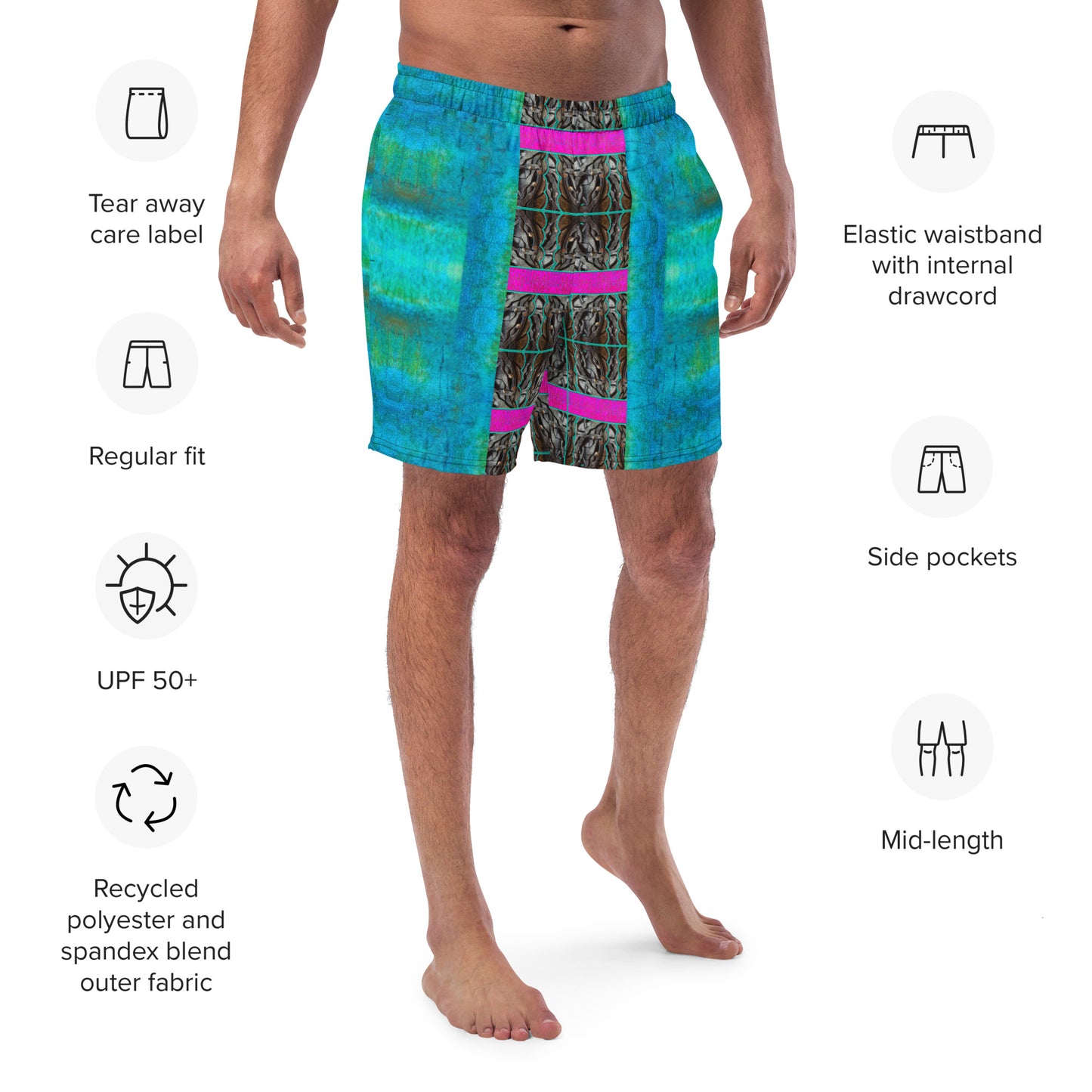 Swim Trunks (Virilis)(Tree Link Stripe Pink Logo) RJSTH@Fabric#8 RJSTHS2023 RJS