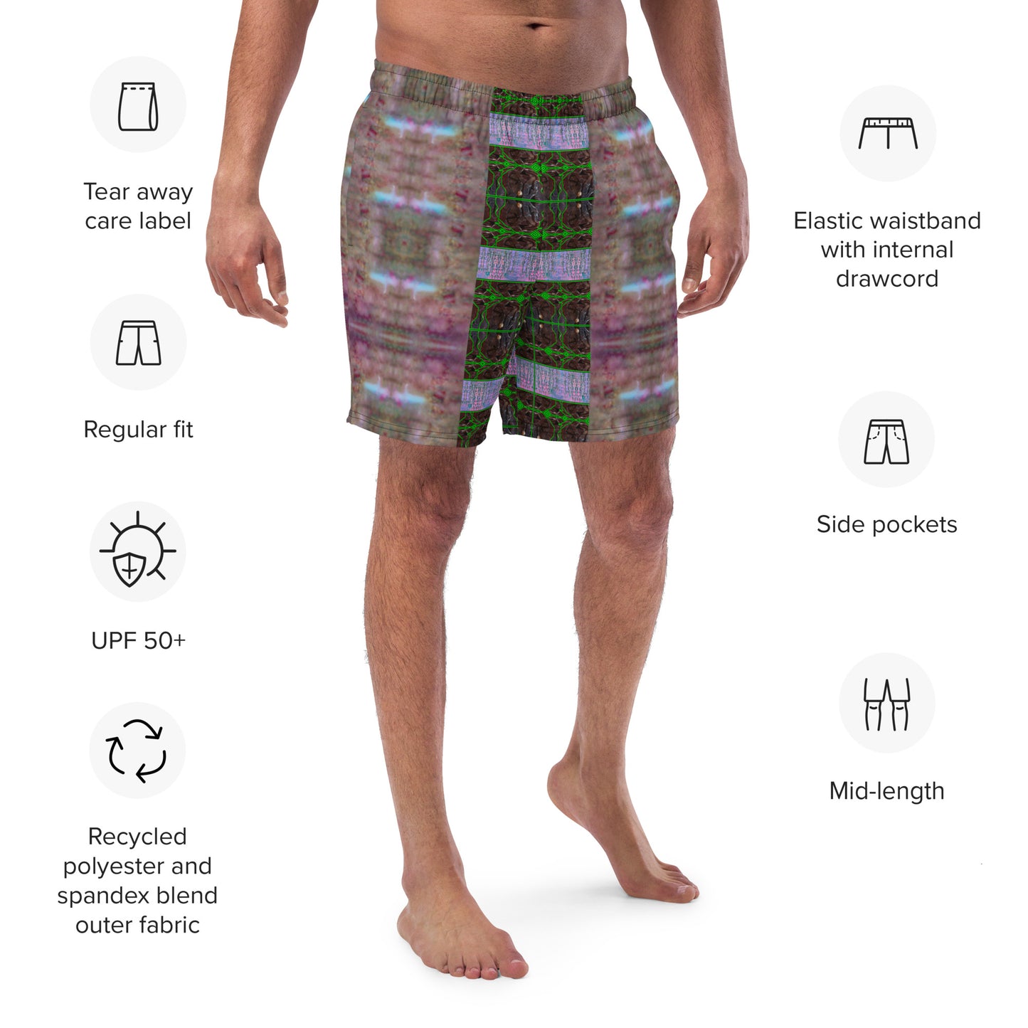 Swim Trunks (Virilis)(Tree Link Stripe Pink Logo) RJSTH@Fabric#4 RJSTHS2023 RJS