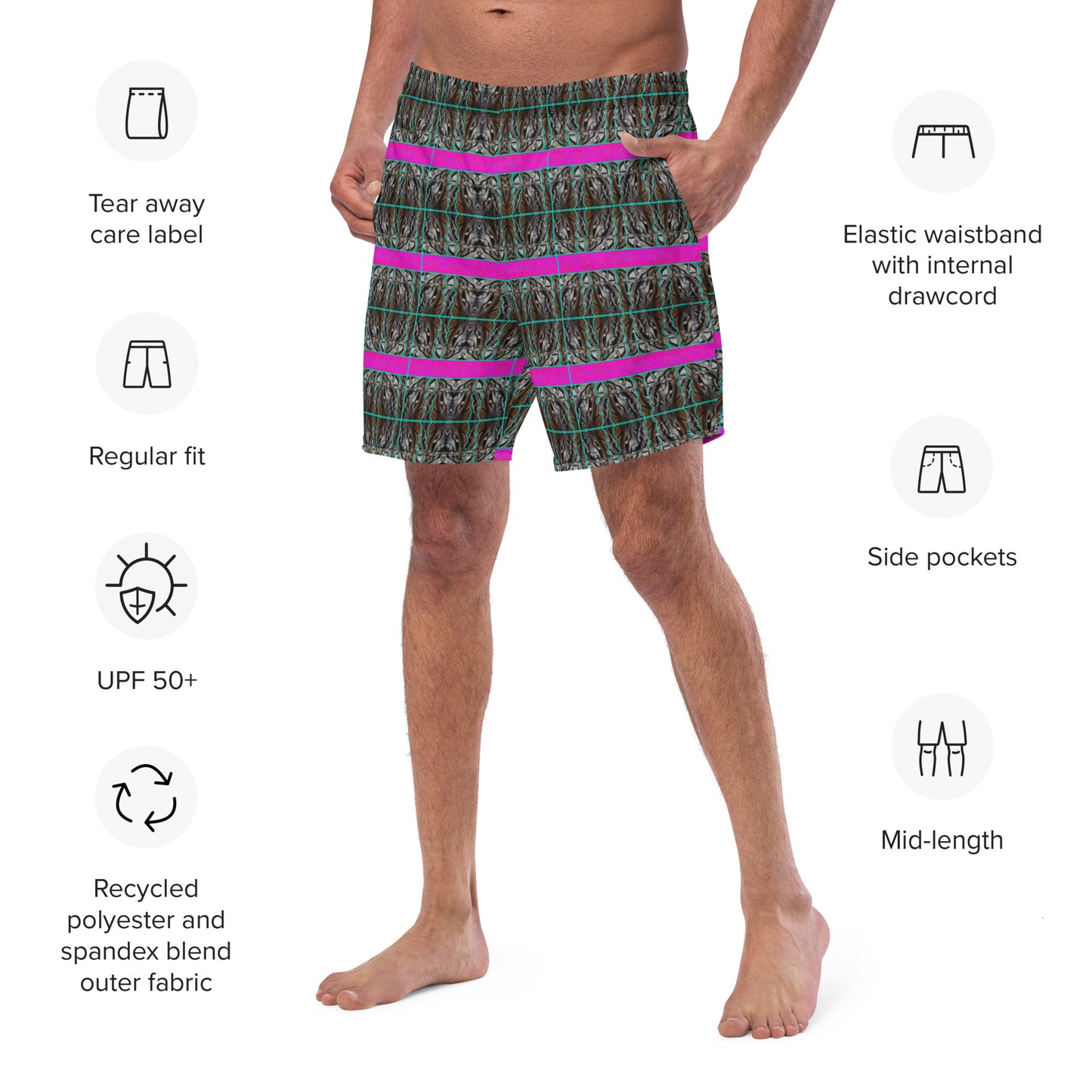 Swim Trunks (Virilis)(Tree Link Pink Logo Stripe) RJSTH@Fabric#8 RJSTHS2023 RJS