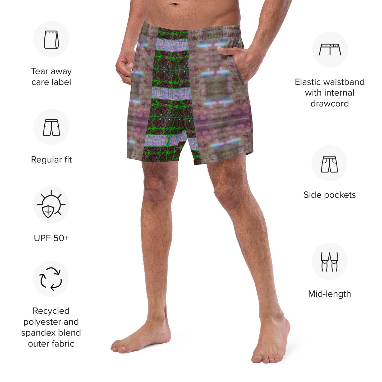 Swim Trunks (Virilis)(Tree Link Stripe Pink Logo) RJSTH@Fabric#4 RJSTHS2023 RJS