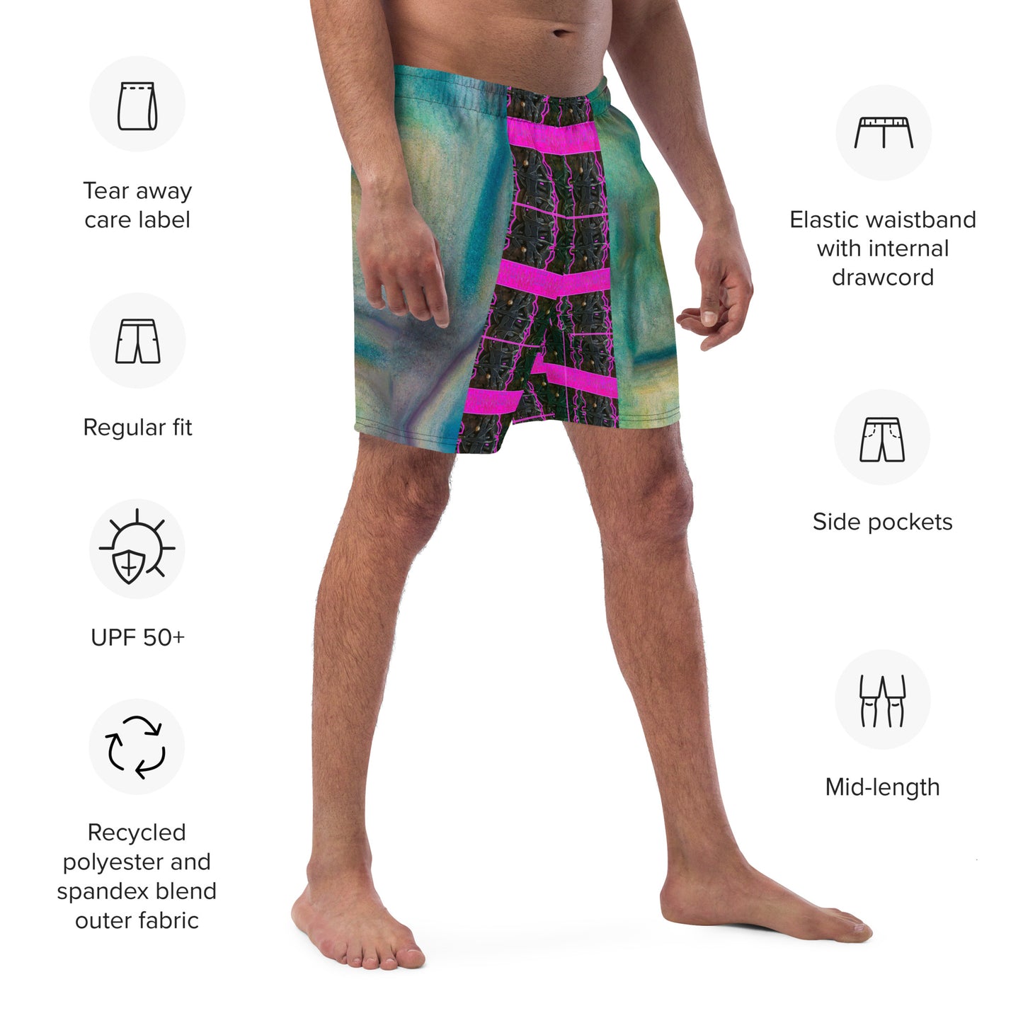 Swim Trunks (His/They)(Tree Link Stripe Pink Logo) RJSTH@Fabric#9 RJSTHS2023 RJS