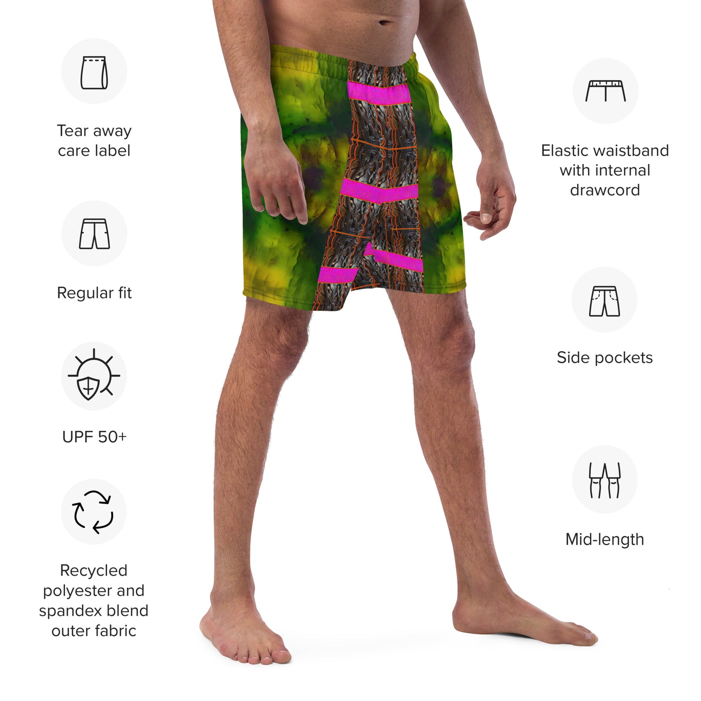 Swim Trunks (Virilis)(Tree Link Stripe Pink Logo) RJSTH@Fabric#7 RJSTHS2023 RJS