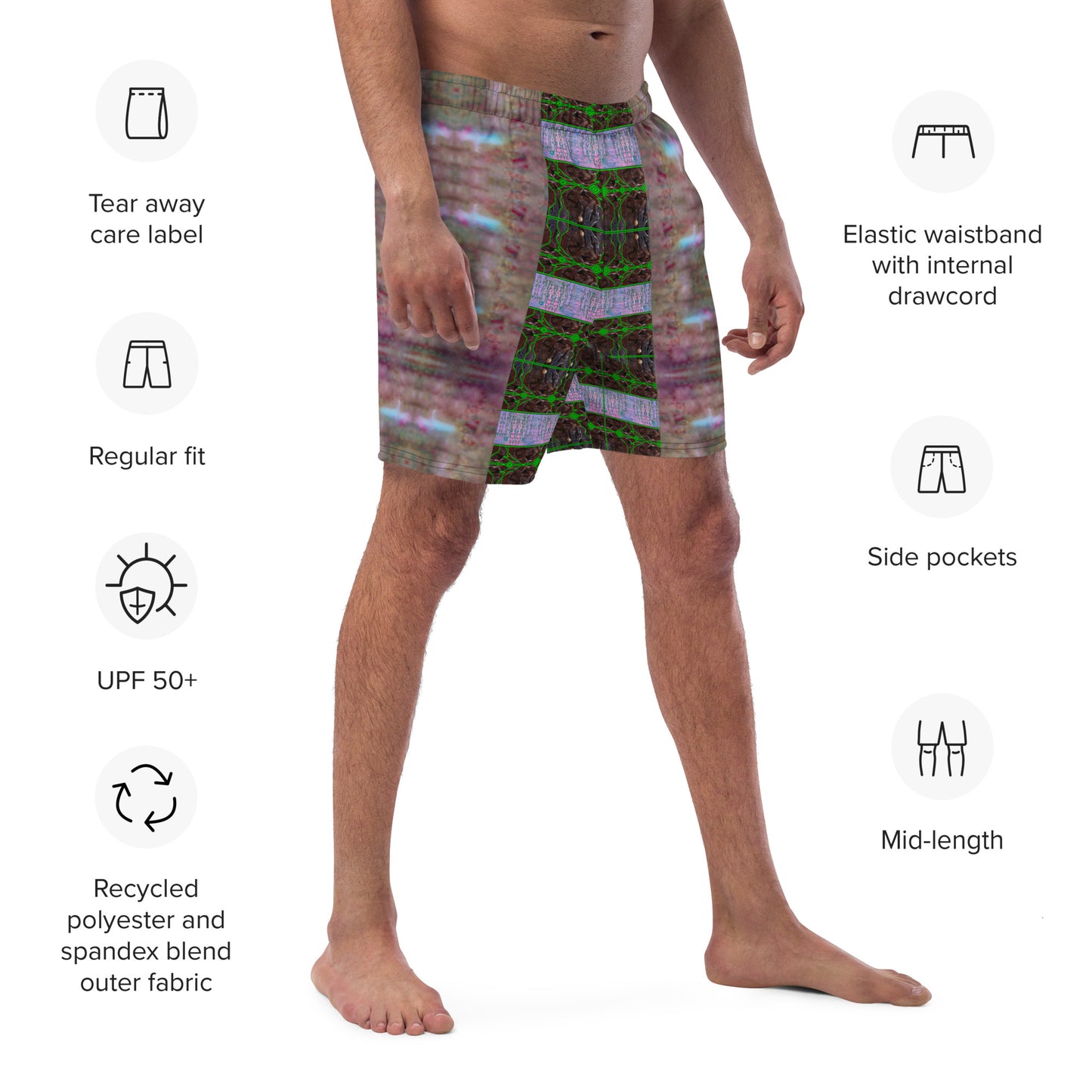 Swim Trunks (Virilis)(Tree Link Stripe Pink Logo) RJSTH@Fabric#4 RJSTHS2023 RJS