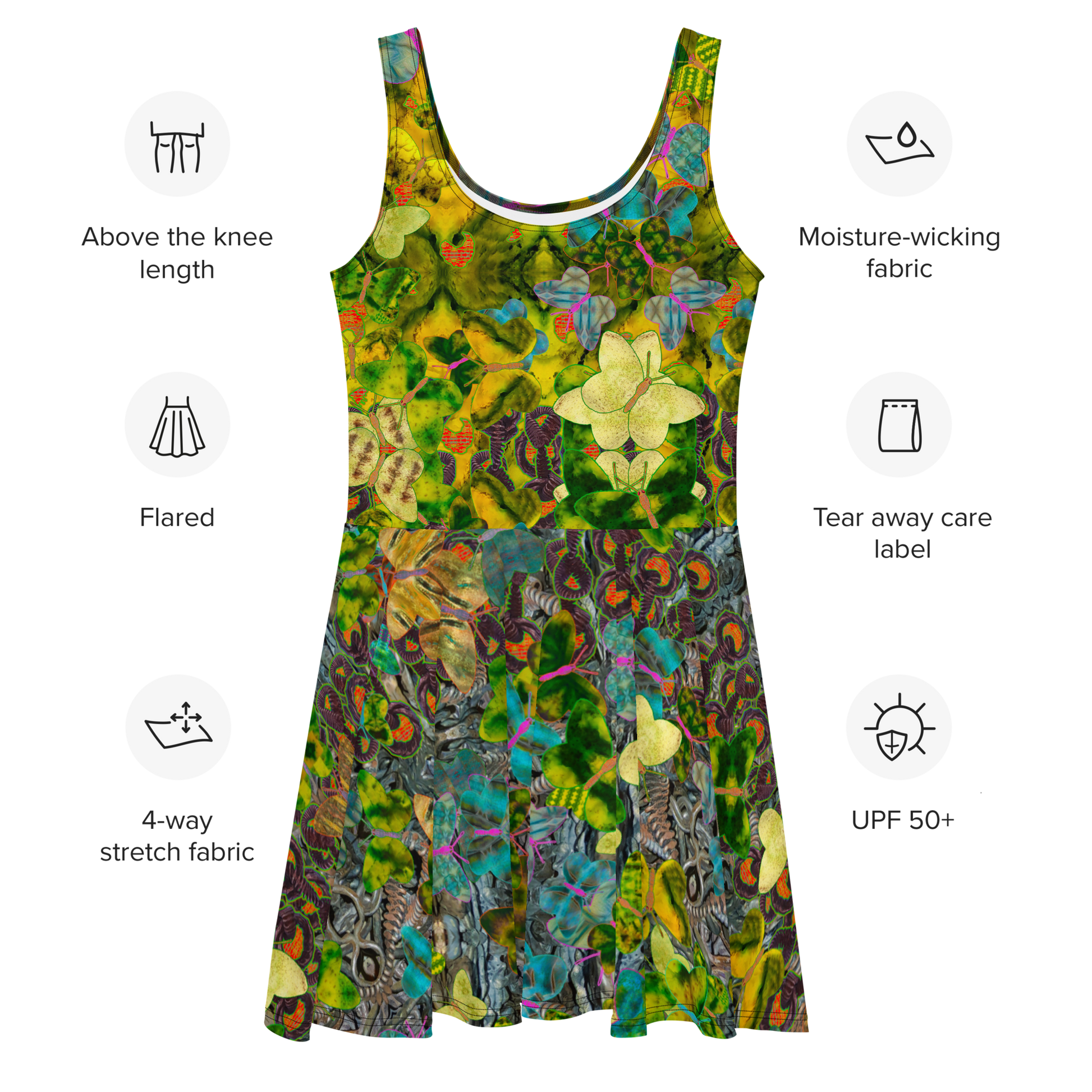 Women's Fitted Skater Dress - Artist Print | Sustainable Fashion RJSTH L Women's Fitted Skater Dress - Artist Print | Sustainable Fashion RJSTH L