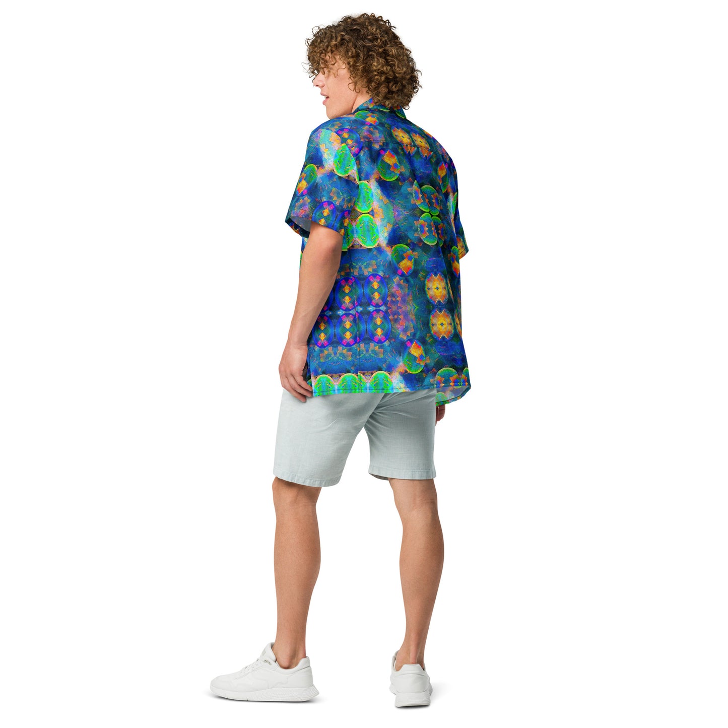 Button-Down Short Sleeve Shirt (Unisex)(Opal Skies Cantus Primus) RJSTHW2025 RJS
