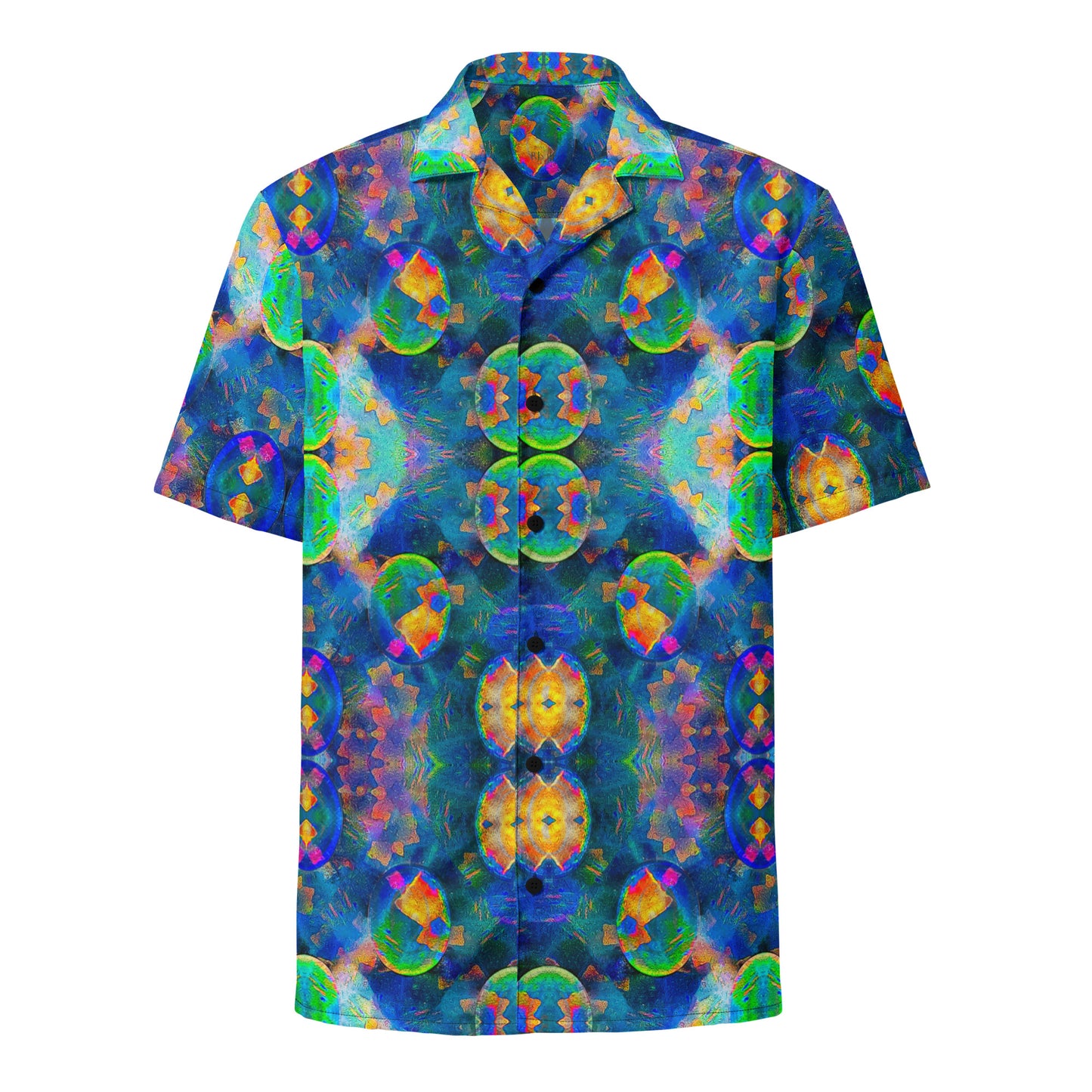 Button-Down Short Sleeve Shirt (Unisex)(Opal Skies Cantus Primus) RJSTHW2025 RJS