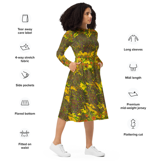 Long Sleeve Midi Dress (Her/Muliebris)(WindSong Flower) RJSTH@Fabric#1 RJSTHS2022 RJS