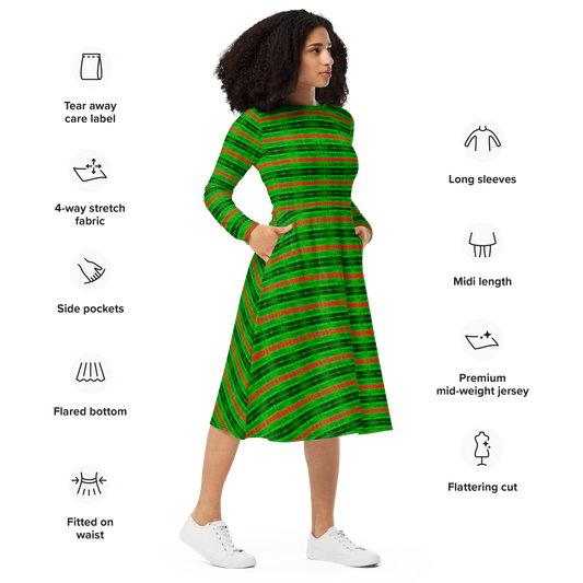 Long Sleeve Midi Dress (Her/Muliebris)(Rind#3 Rind Link Flip) RJSTH@Fabric#3 RJTHS2022 RJS