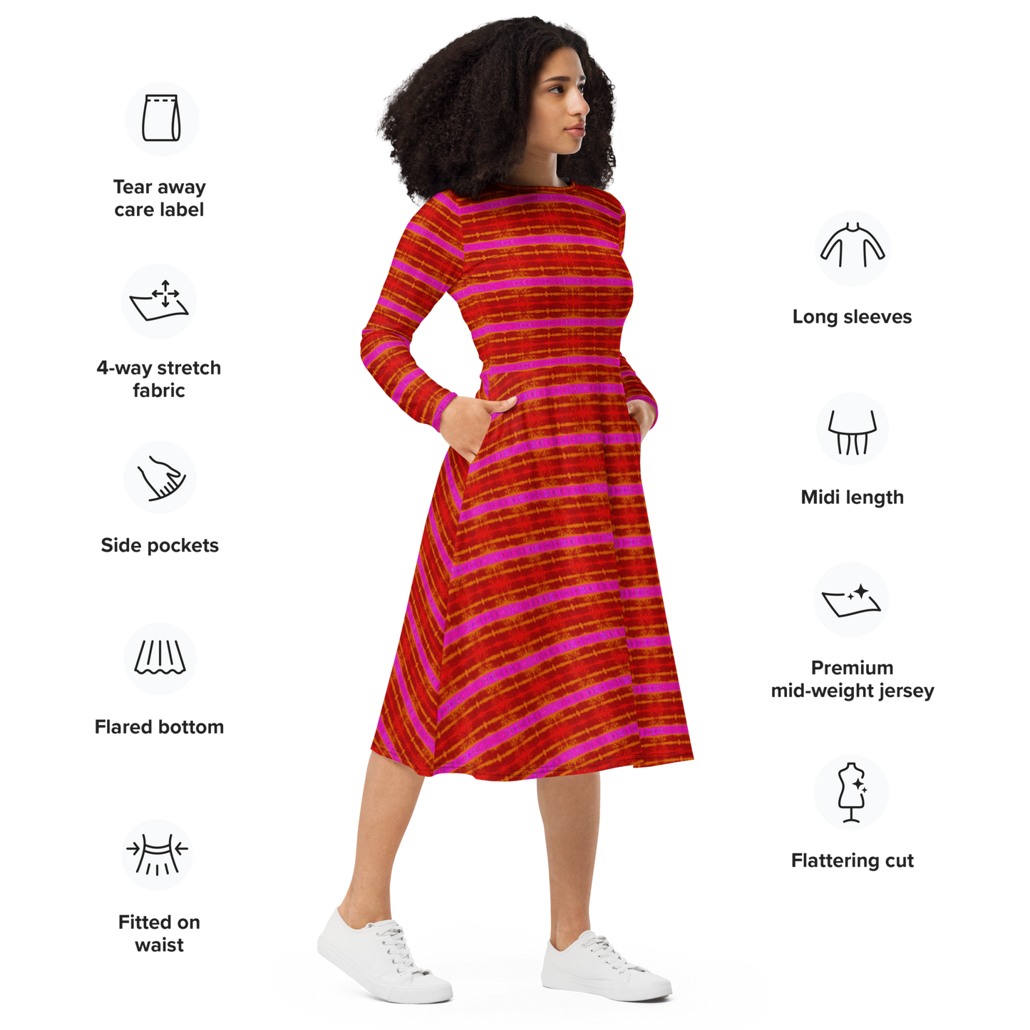 Long Sleeve Midi Dress (Her/Muliebris)(Rind#7 Rind Link Flip) RJSTH@Fabric#7 RJTHS2022 RJS