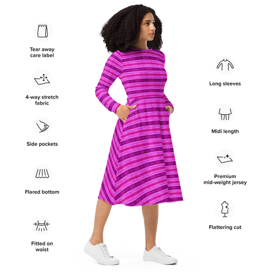 Long Sleeve Midi Dress (Her/Muliebris)(Rind#9 Rind Link Flip) RJSTH@Fabric#9 RJTHS2022 RJS