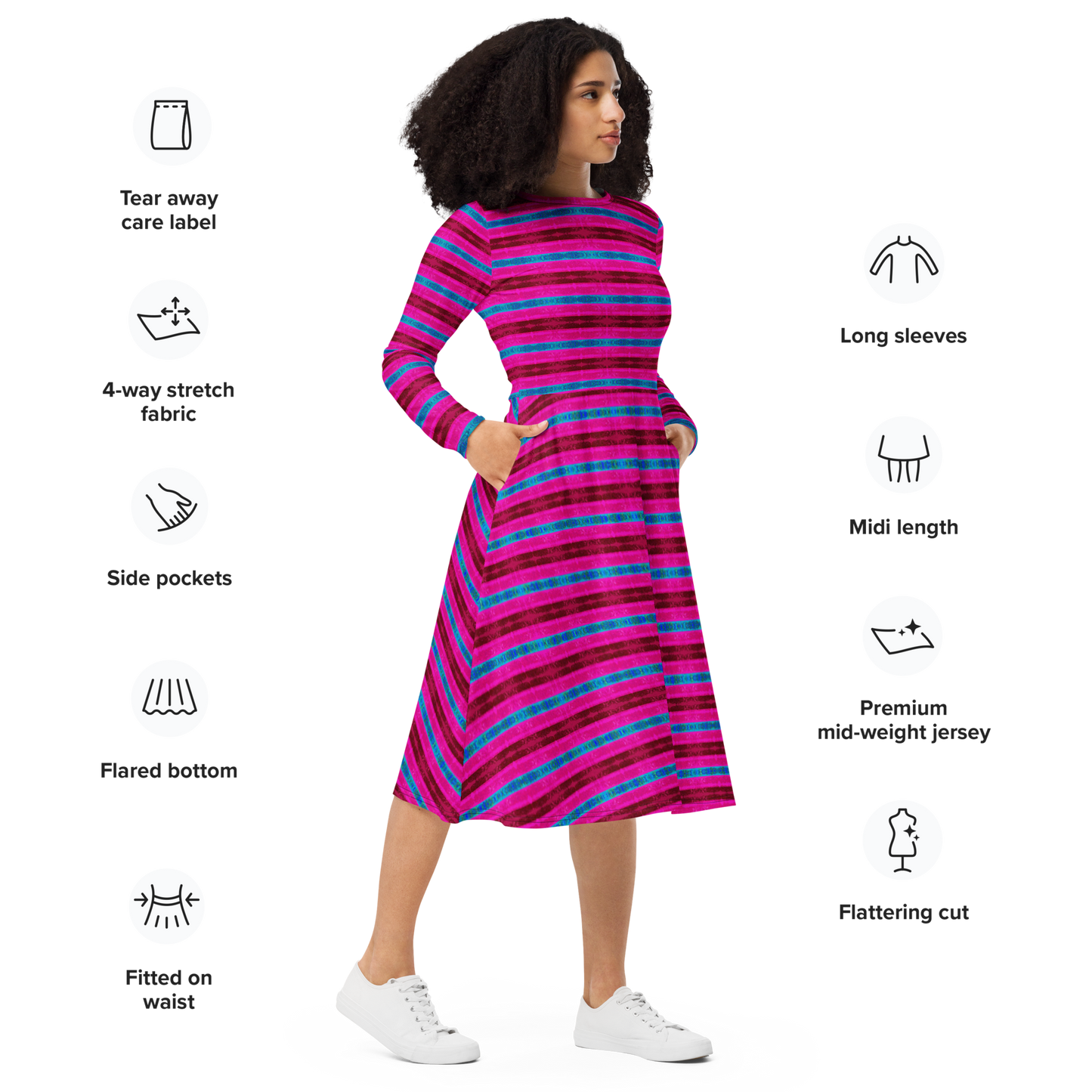 Long Sleeve Midi Dress (Her/Muliebris)(Rind#11 Rind Link Flip) RJSTH@Fabric#11 RJTHS2022 RJS